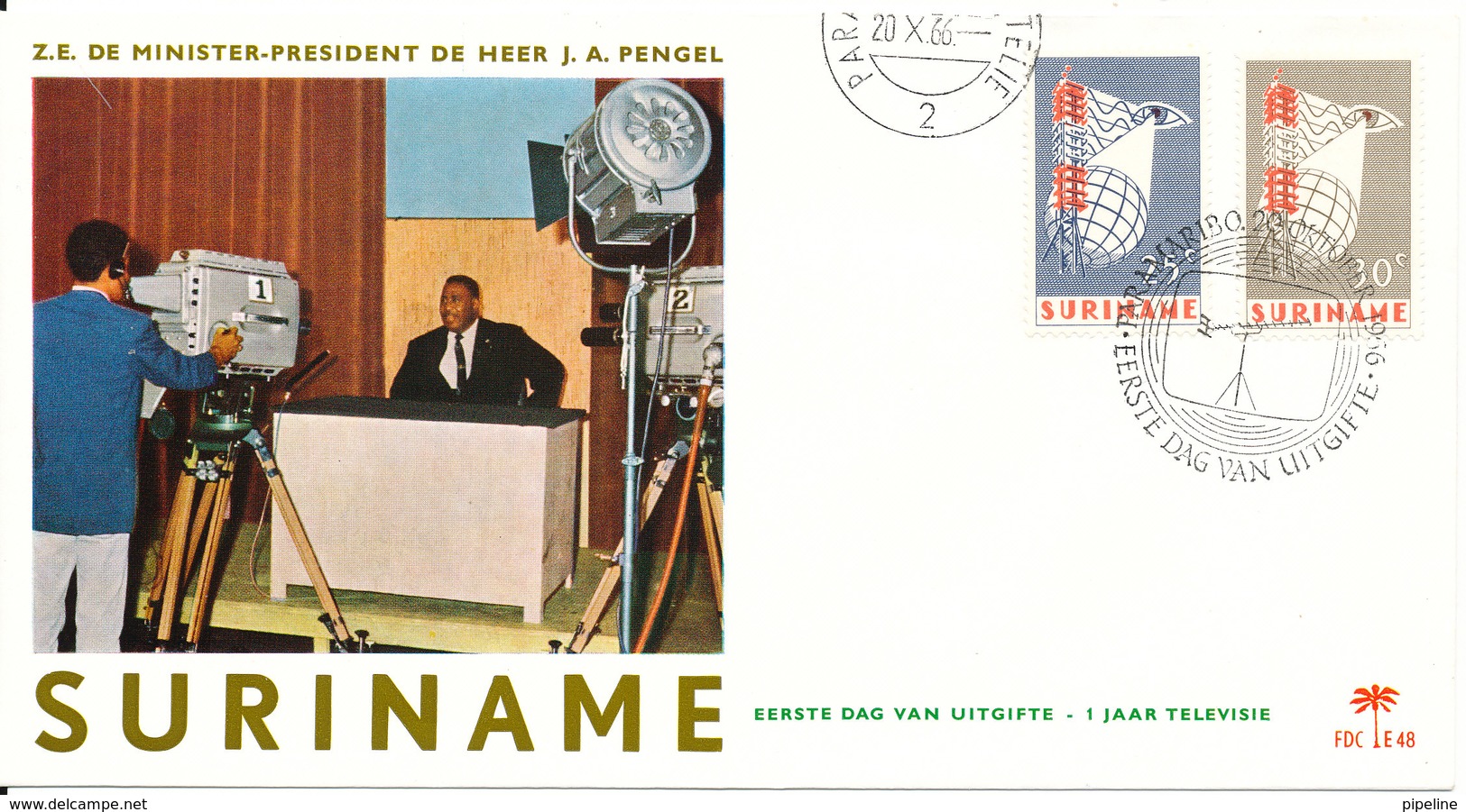 Suriname FDC 20-10-1966 Complete Set Introduction Of Television In Surinam With Cachet - Suriname ... - 1975