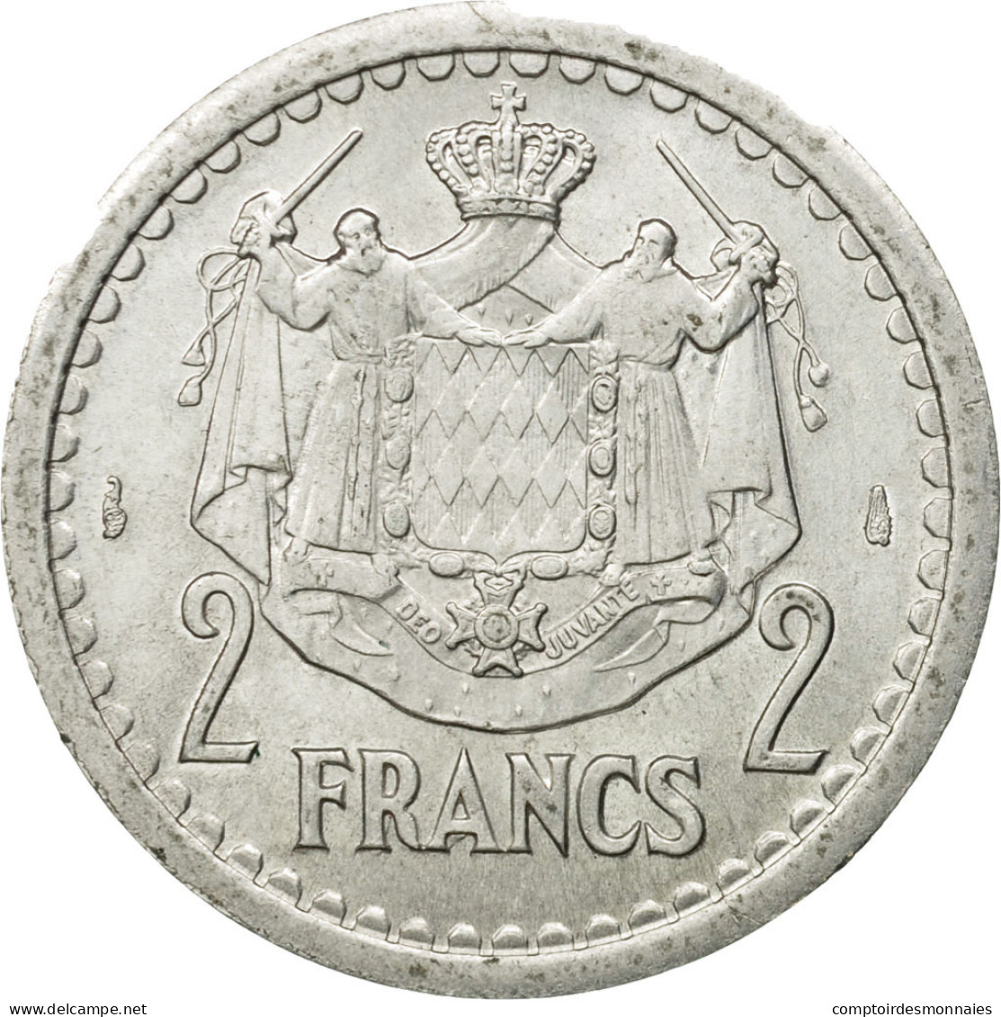 Monnaie, Monaco, Louis II, 2 Francs, Undated (1943), SUP, Aluminium - 1922-1949 Louis II