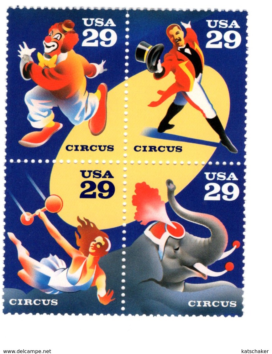 619115965 USA 1993 ** MNH SCOTT  2753A CIRCUS 2750 LINKS BOVEN - Unused Stamps