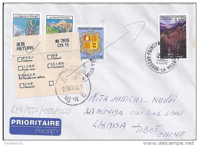 TP N° 628 + DIVERS SUR LETTRE  DU 12.06.06 POUR LA CHINE - Storia Postale