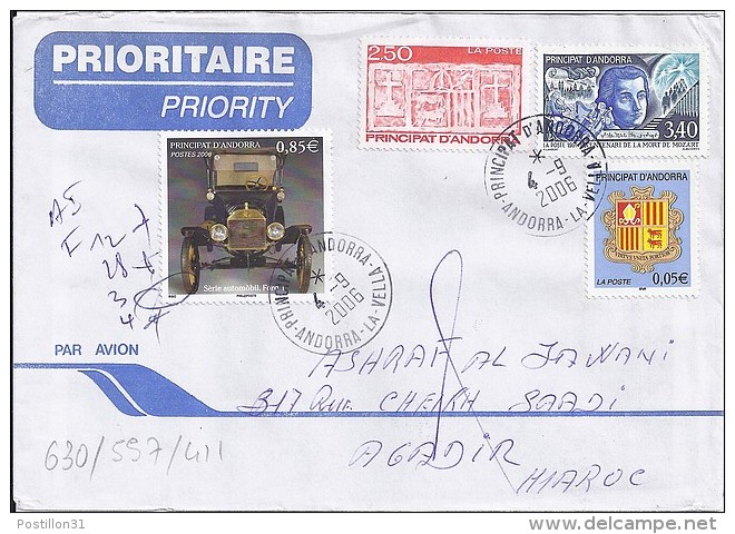 TP N° 630 + DIVERS  SUR LETTRE  DU 4.09.06 POUR LE MAROC - Storia Postale