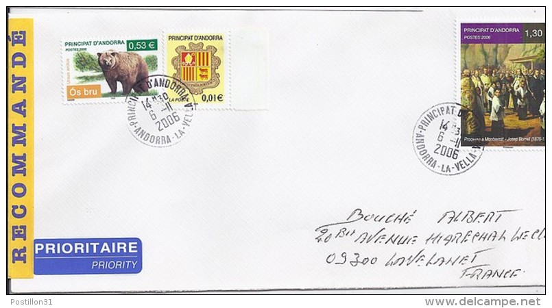 TP N° 631 + DIVERS  SUR LETTRE RECOMMANDEE DU 6.11.06 POUR LA FRANCE - Brieven En Documenten