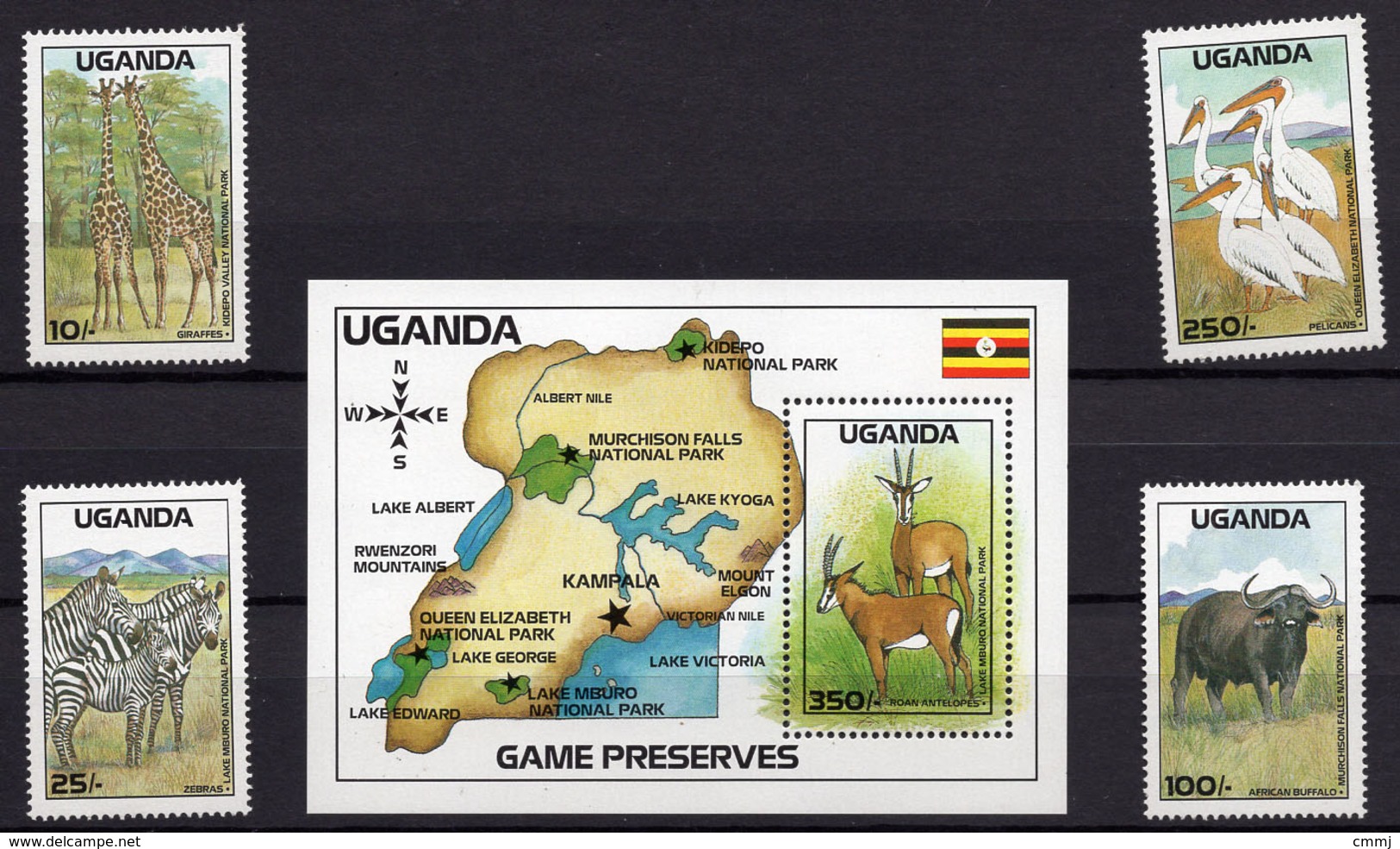 1988 - UGANDA -  Mi. Nr. 617-621+BL 85 - NH - (UP.207.32) - Ouganda (1962-...)