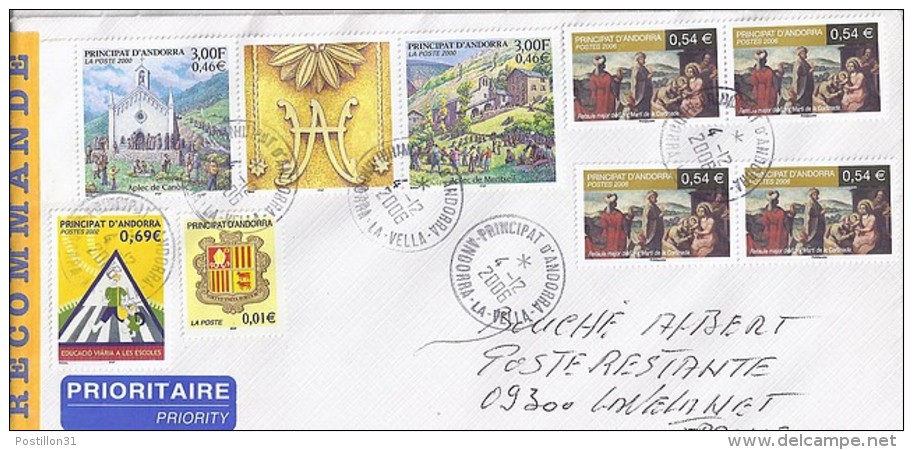 TP N° 632x4 + DIVERS  SUR LETTRE RECOMMANDEE DU 4.12.06 POUR LA FRANCE+POSTE RESTANTE - Briefe U. Dokumente