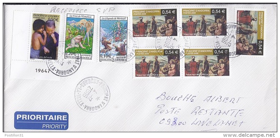 TP N° 632x5 + DIVERS  SUR LETTRE RECOMMANDEE DU 4.12.06 POUR LA FRANCE+POSTE RESTANTE - Briefe U. Dokumente