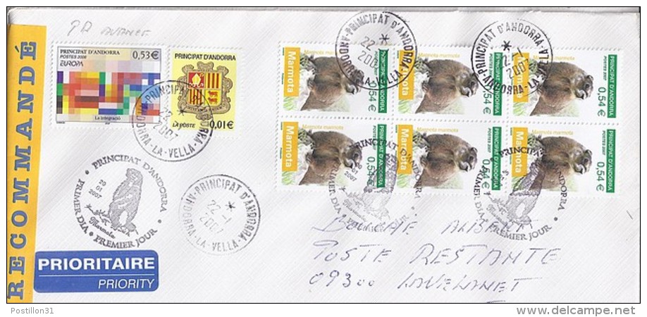 TP N° 634x6 + DIVERS   SUR LETTRE RECOMMANDEE DU 22.01.07 POUR LA FRANCE+POSTE RESTANTE - Storia Postale