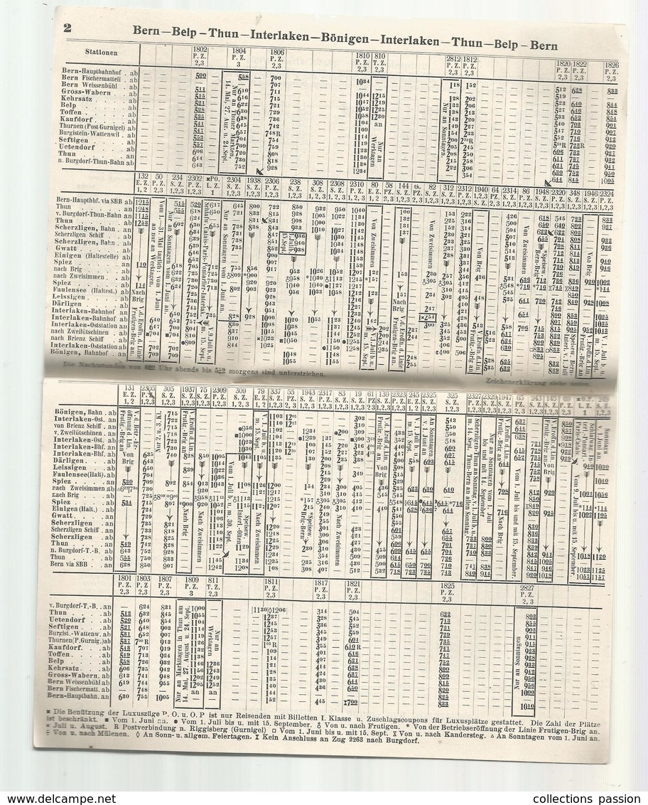 Sommer-Fahrplan , Horaires D'été , 1913 , Suisse , BERNER ALPENBAHN , Train , Chemin De Fer, 58 Pages, Frais Fr 2.95 E - Europa