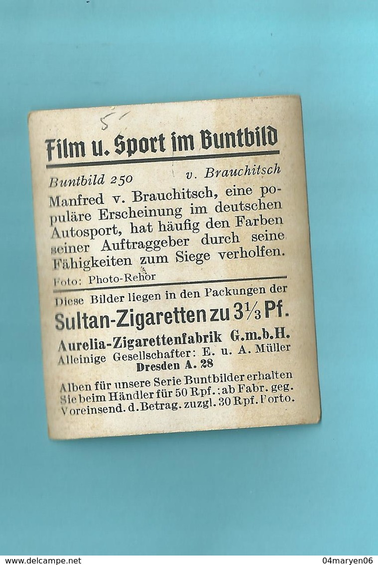 -**1 X Buntbild  ** -AUTOSPORT  - ""    Manfred Von BRAUCHITSCH  "" . - Trading Cards