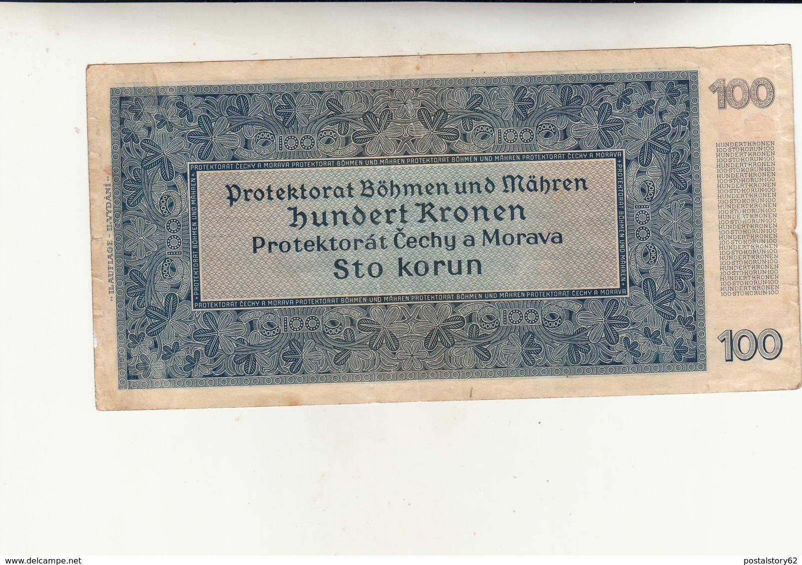 Cecoslovacchia,Banconota 100 Korun 1940 - Cecoslovacchia