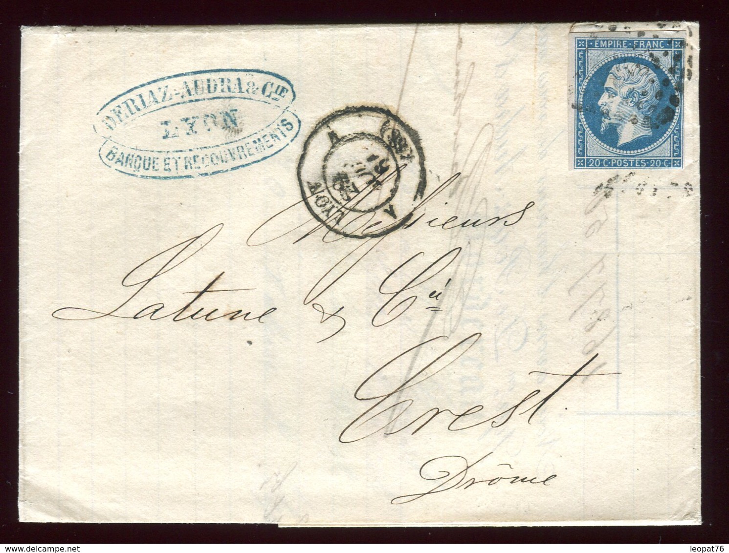 Lettre Avec Texte  ( Scan Intérieur Sur Demande) De Lyon Pour Crest  En 1861 - 1877-1920: Période Semi Moderne