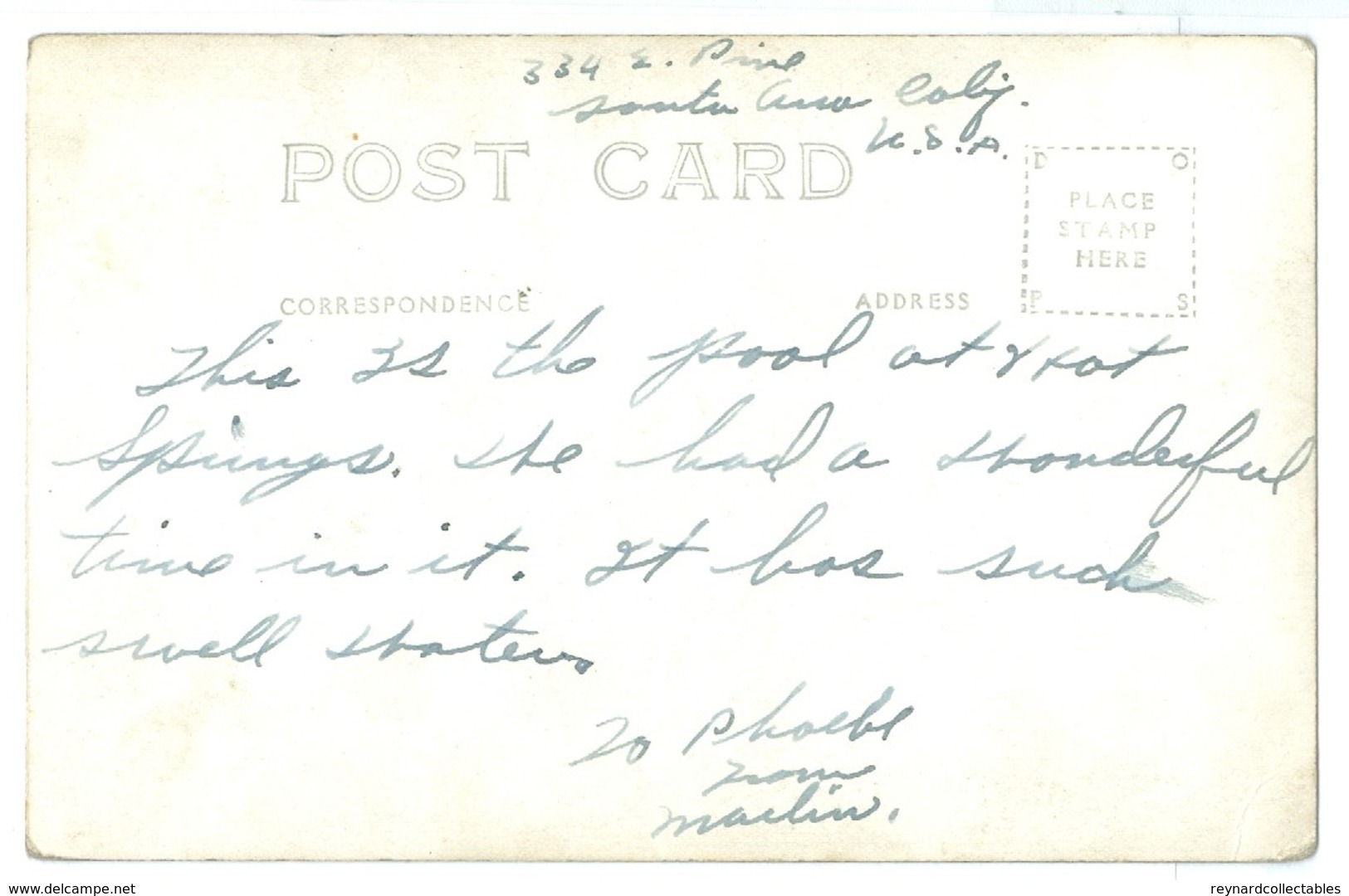 Vintage, USA, San Juan Hot Springs. Real Photo Postcard, Written, Never Posted. - Other & Unclassified