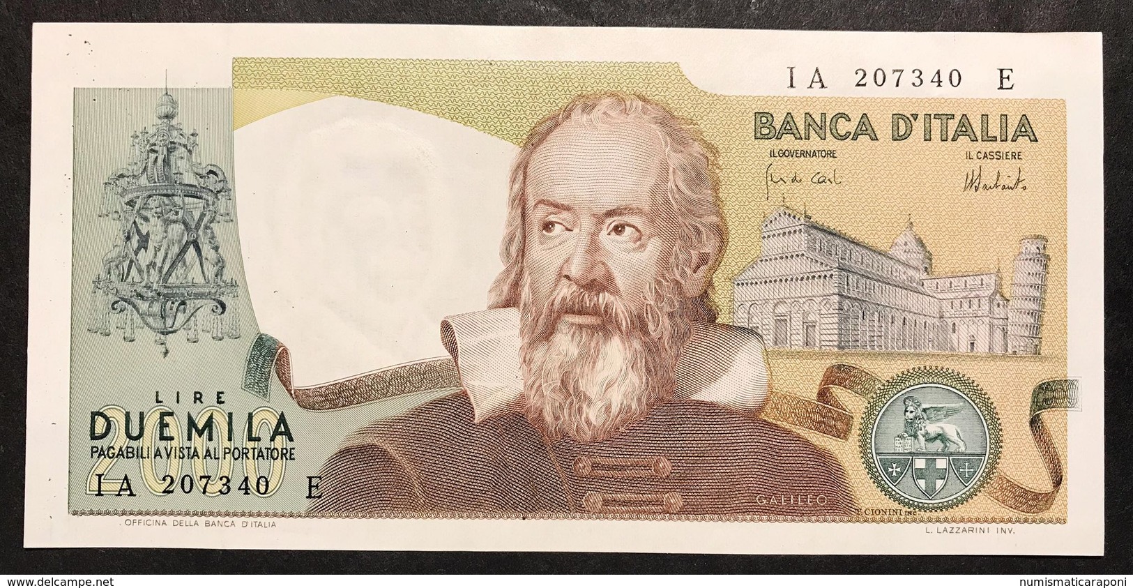 2000 LIRE Galileo Galilei 08 10 1973 CARLI BARBARITO Spl/sup LOTTO 2227 - 2000 Lire