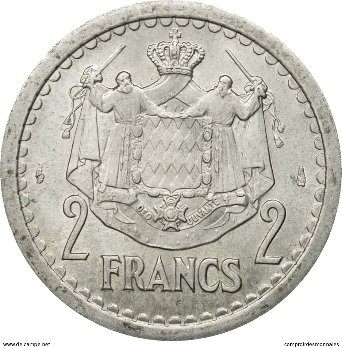 Monnaie, Monaco, Louis II, 2 Francs, Undated (1943), TTB+, Aluminium - 1922-1949 Louis II