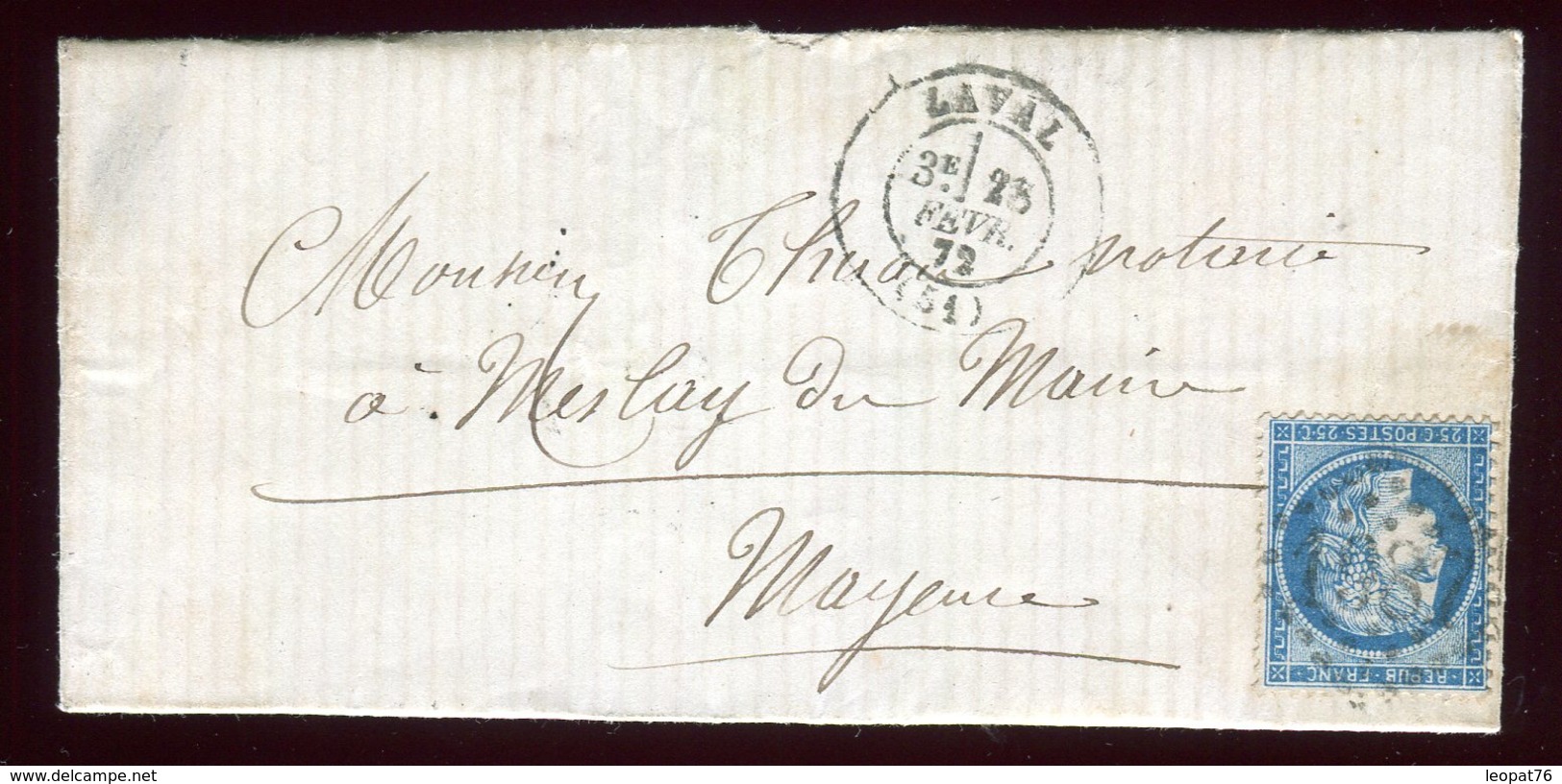 Lettre Avec Texte  ( Scan Intérieur Sur Demande) De Meilay Pour Mayence En 1872 - 1849-1876: Période Classique