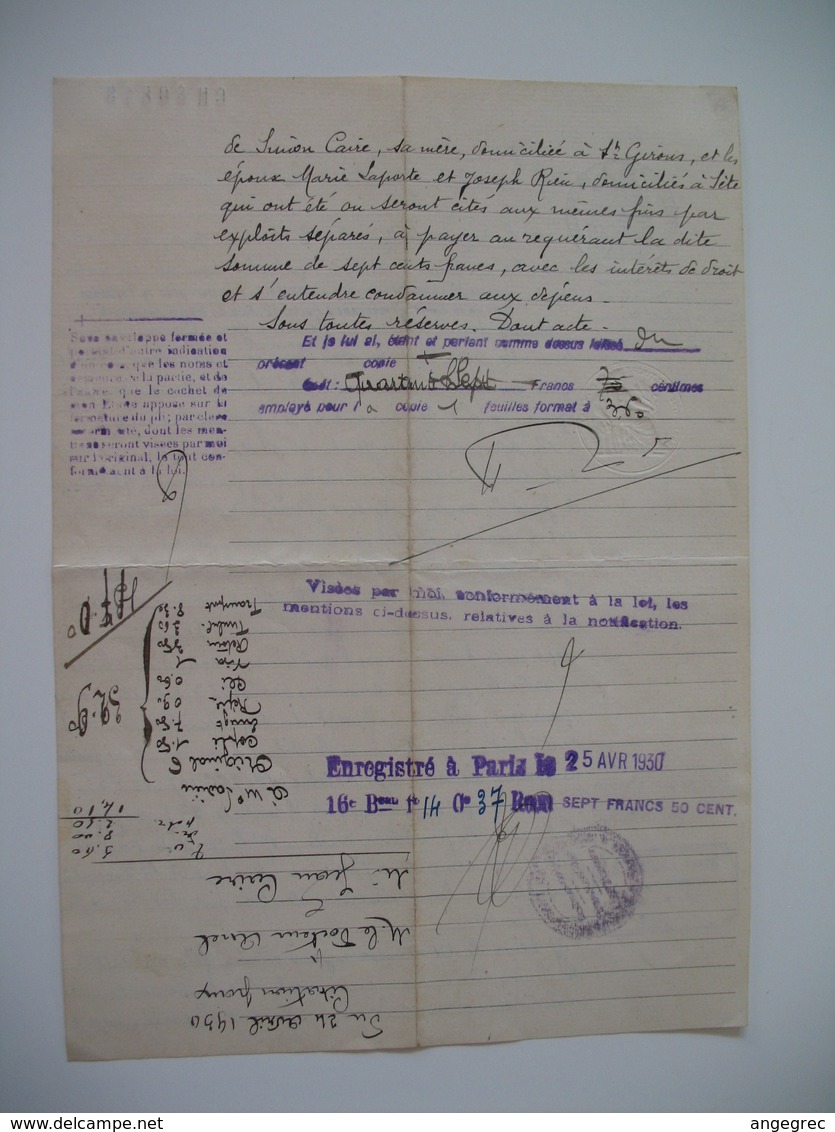 Document Fiscaux Perforé Perfin     AT 185-1  Albert Trichet 1930 - Autres & Non Classés