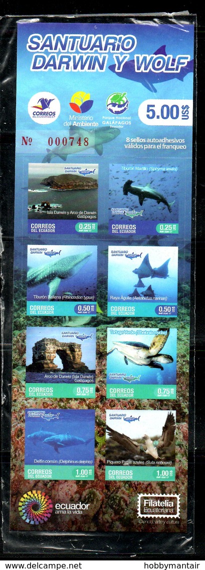 ECUADOR, 2017, FISH, WHALE, TURTLE, BOOKLET, MNH** - Vie Marine