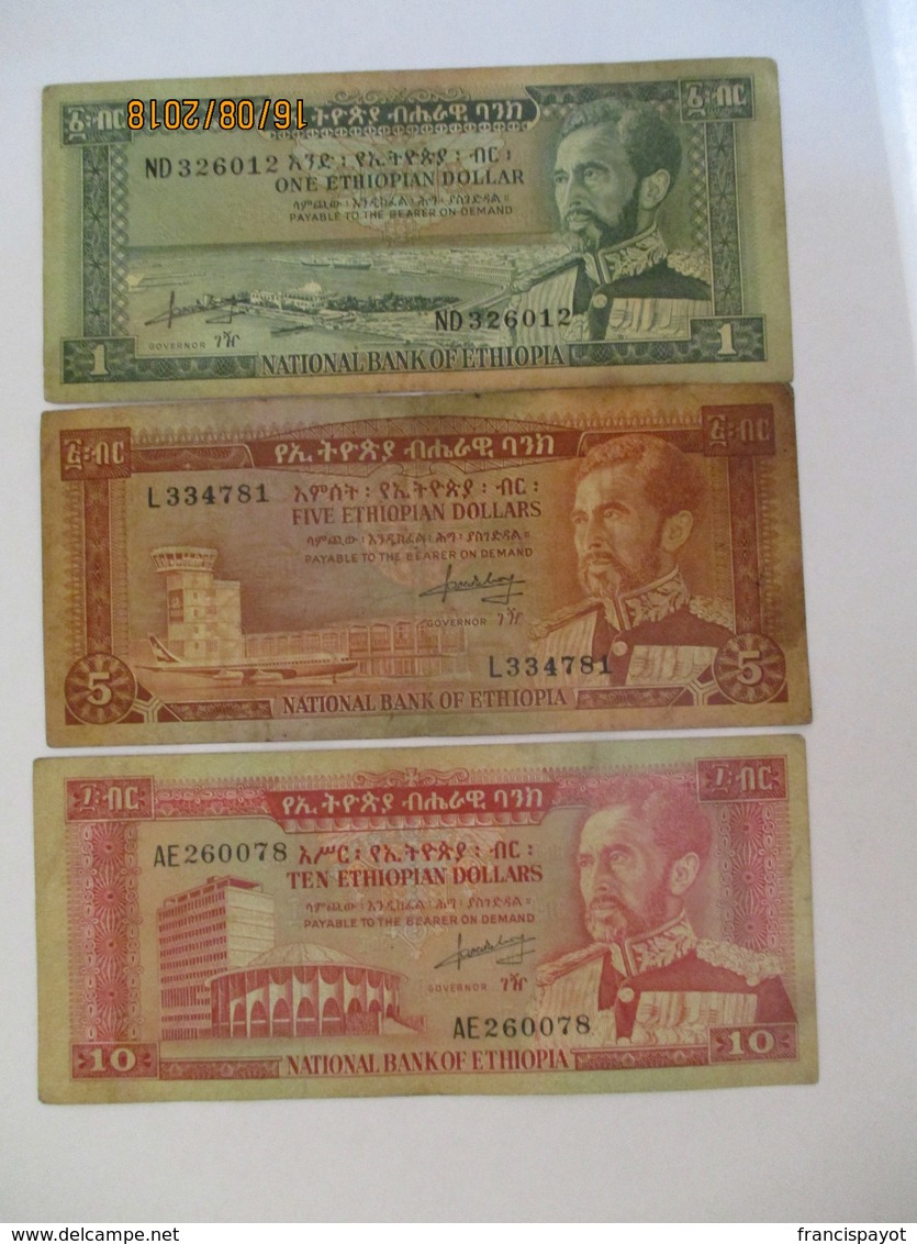 Ethiopie: 1, 5 & 10 Ethiopian Dollars 1966 - Ethiopie