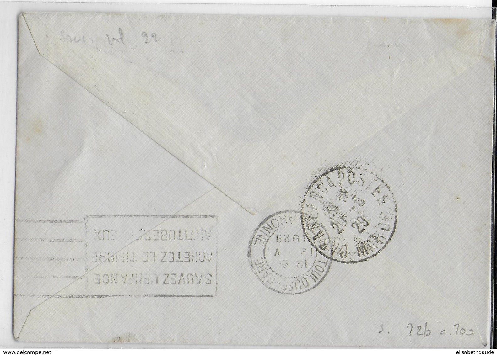 1929 - ENVELOPPE Par AVION Avec OBLITERATION "POSTE AERIENNE VINCENNES 1929" => CASABLANCA (MAROC) - 1960-.... Lettres & Documents