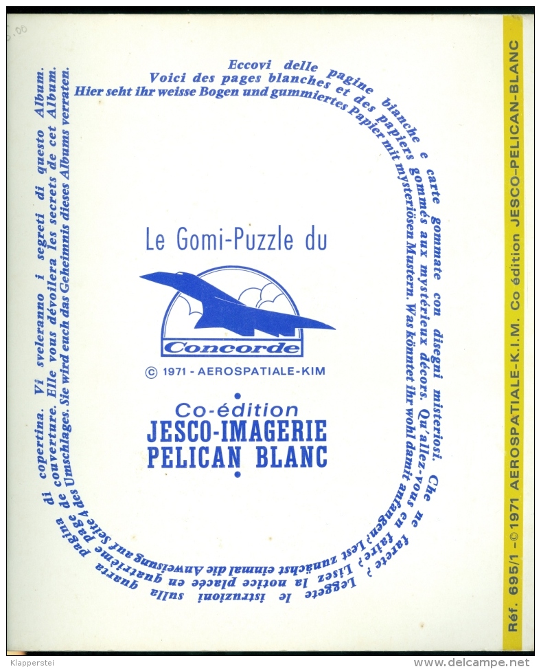 Rare Ancien Livret Publicitaire, GOMI-PUZZLE 1971, Avion Concorde, Jesco, Aérospatiale-Kim, Pelican-Blanc Super état - Publicités