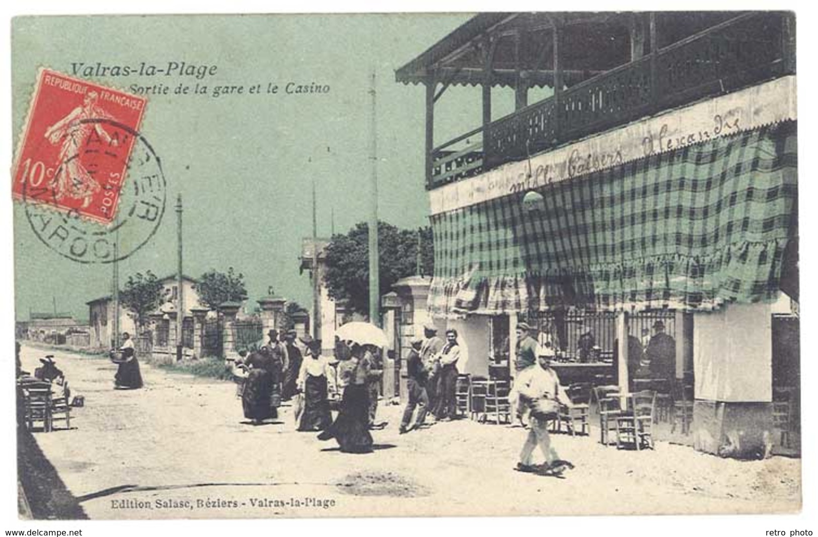 Cpa Valras La Plage - Sortie De La Gare Et Le Casino - Autres & Non Classés