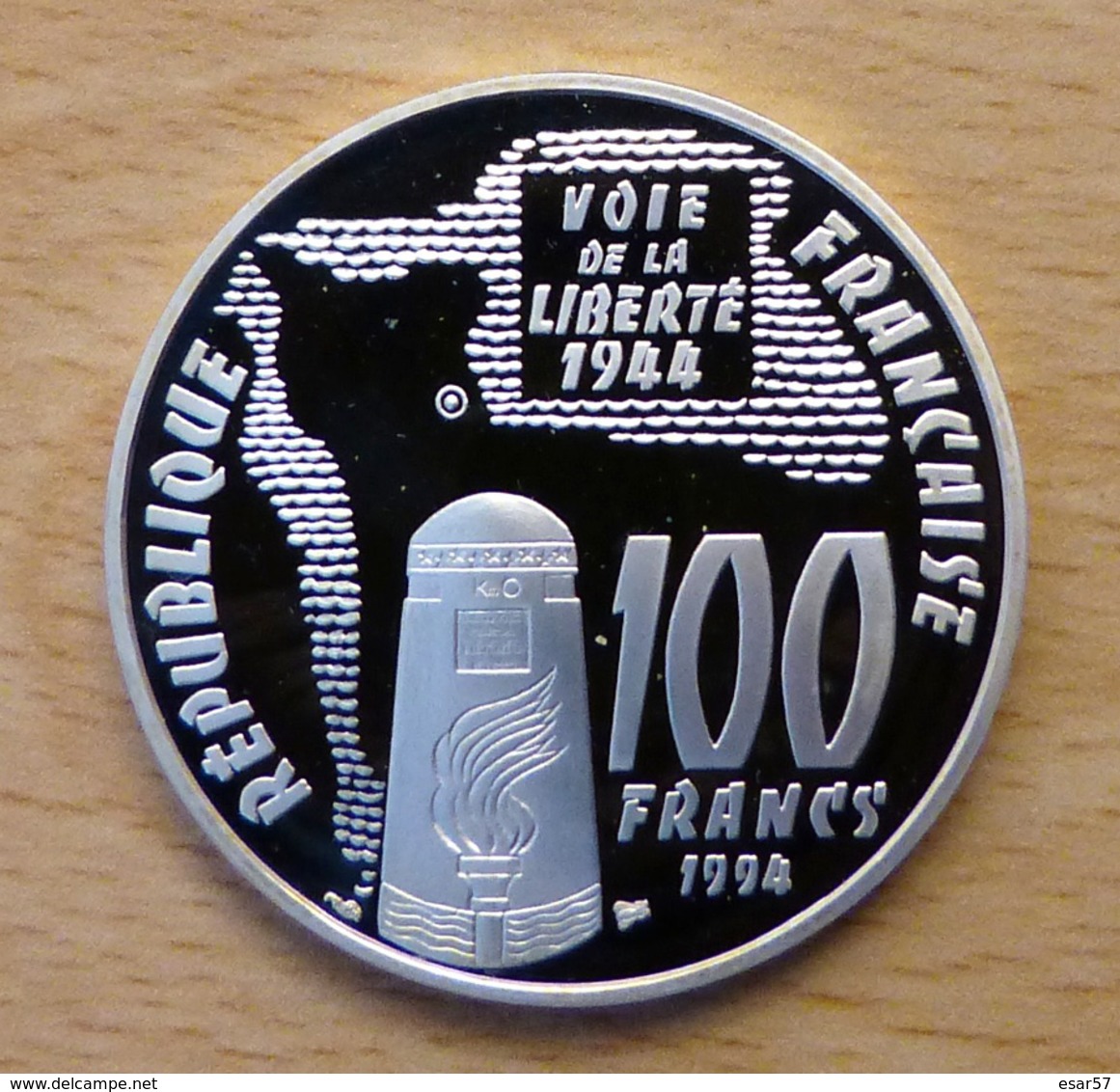 PIECE DE 100 FRANCS EN ARGENT SAINTE MERE L EGLISE 1994 QUALITE BE - Commémoratives