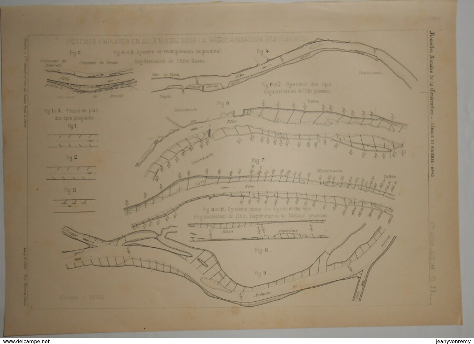 Plan Des Systèmes Employés En  Allemagne Pour La Régularisation Des Fleuves. 1891. - Travaux Publics