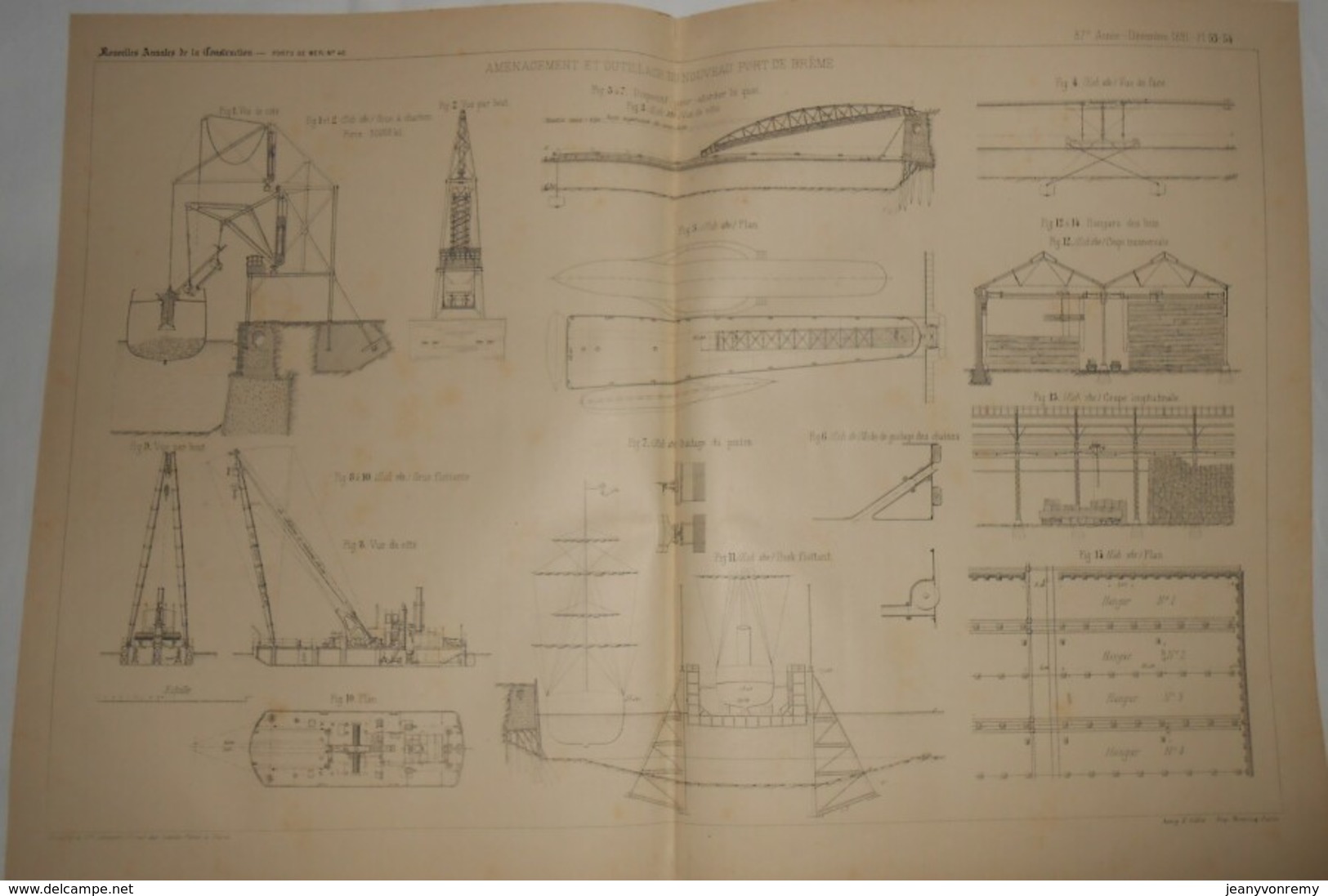 Plan De L'aménagement Et Outlllage Du Nouveau Port De Brème. Allemagne. 1891. - Travaux Publics