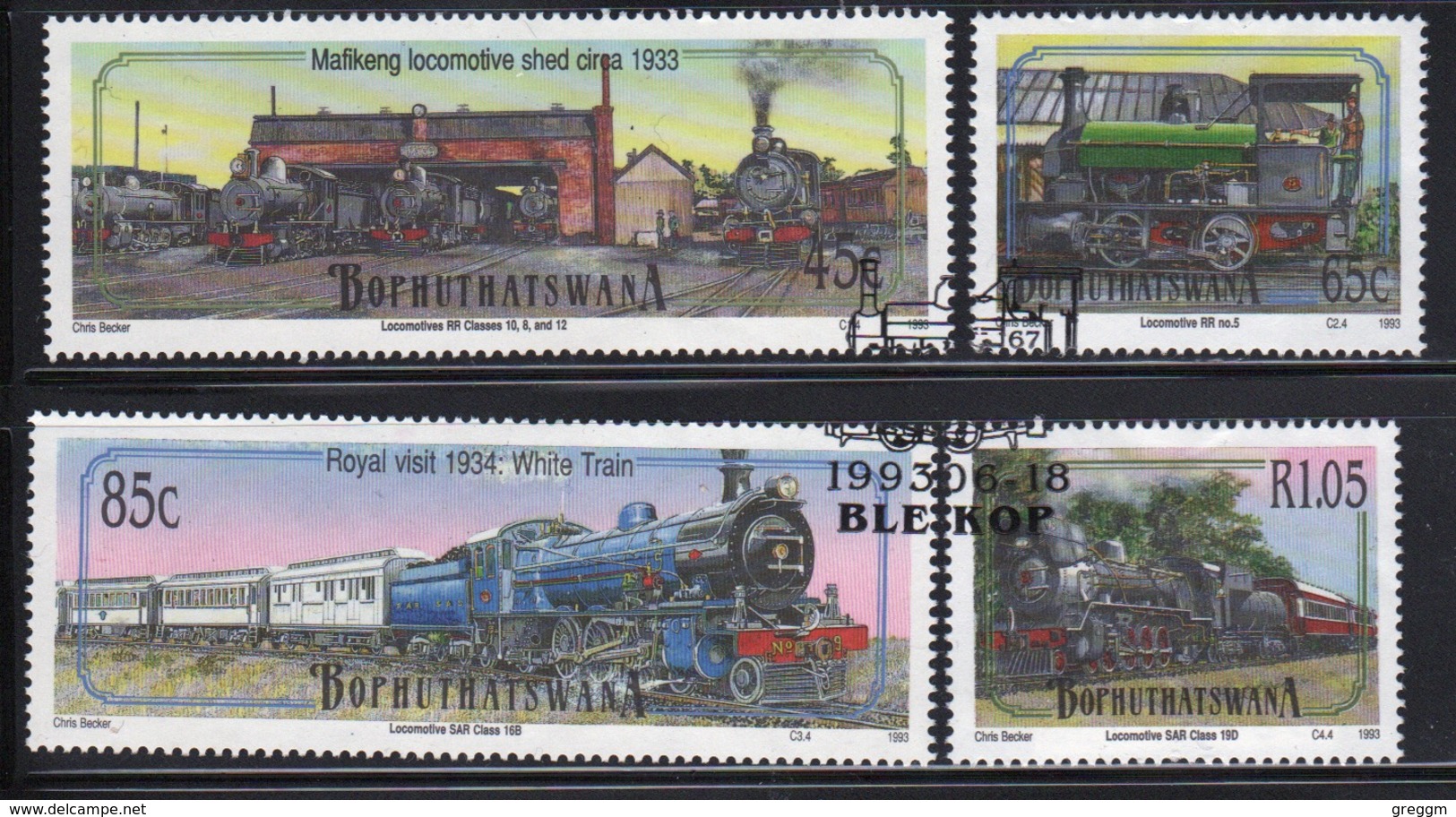 Bophuthatswana Set Of Stamps Celebrating Steam Locomotives 2nd Series From 1993. - Bophuthatswana