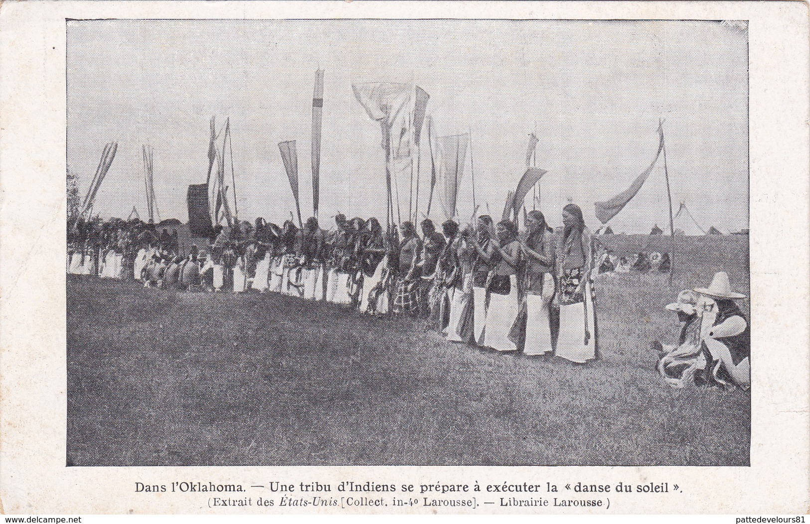 CPA OKLAHOMA Tribu D' Indiens Se Préparant à La "Danse Du Soleil" Indian (2 Scans) - Indiens D'Amérique Du Nord