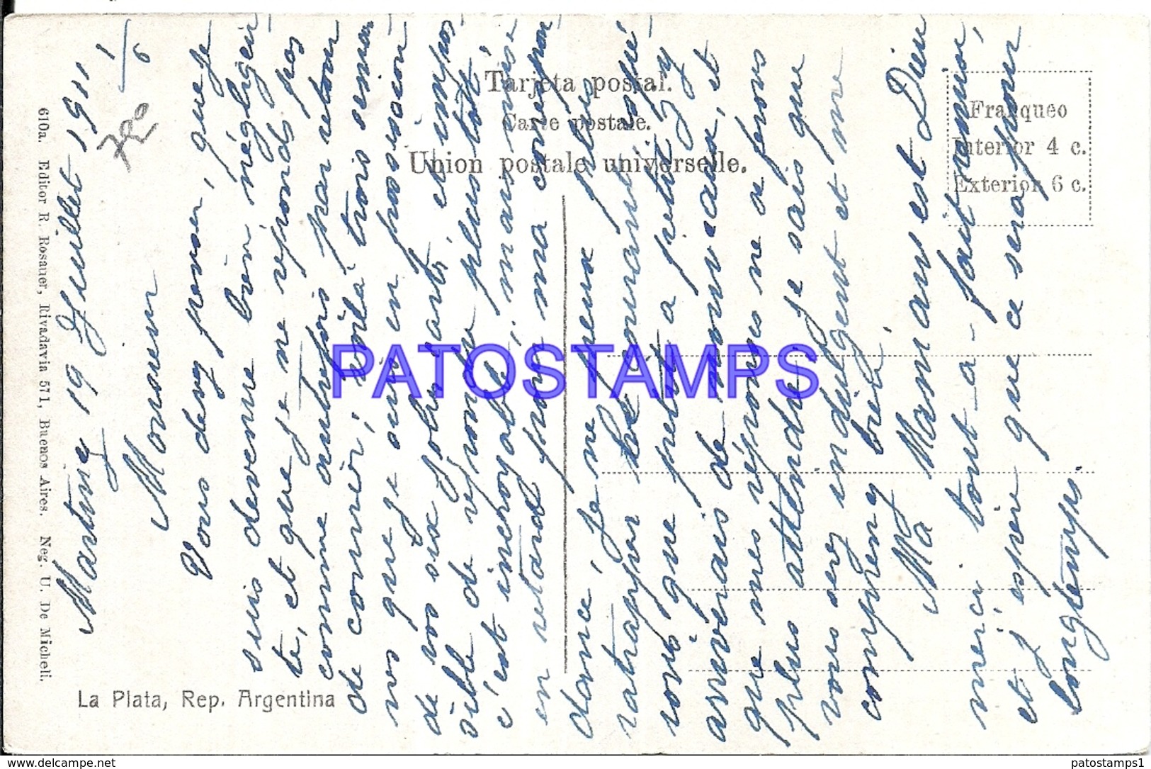 97692 ARGENTINA LA PLATA BUENOS AIRES DEPARTAMENTO DE POLICIA POSTAL POSTCARD - Argentina