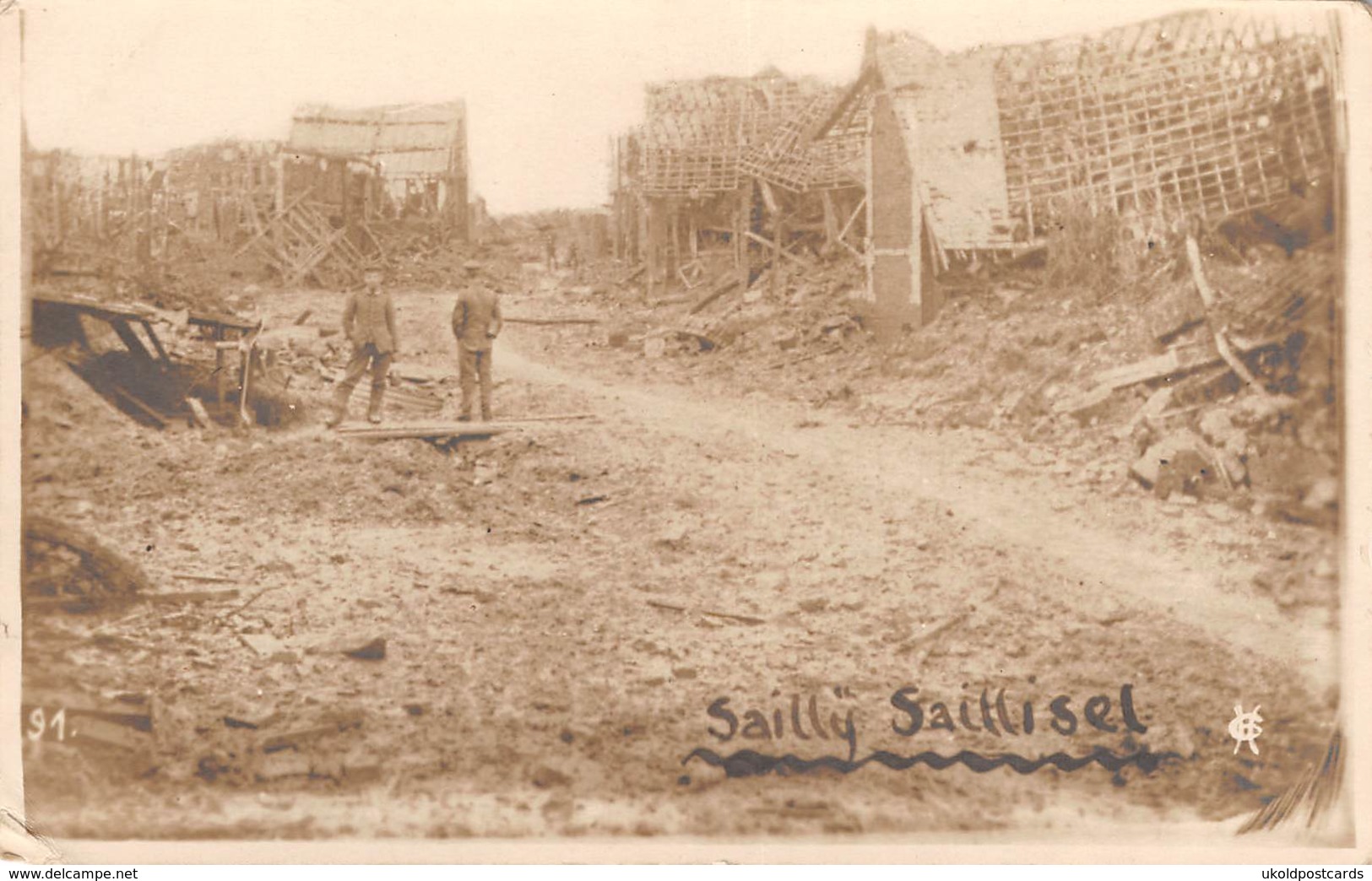 CPA -  80 - SAILLY SAILLISEL,  Allemande - GUERRE 1914 - 1918,  Carte Photo. - Altri & Non Classificati