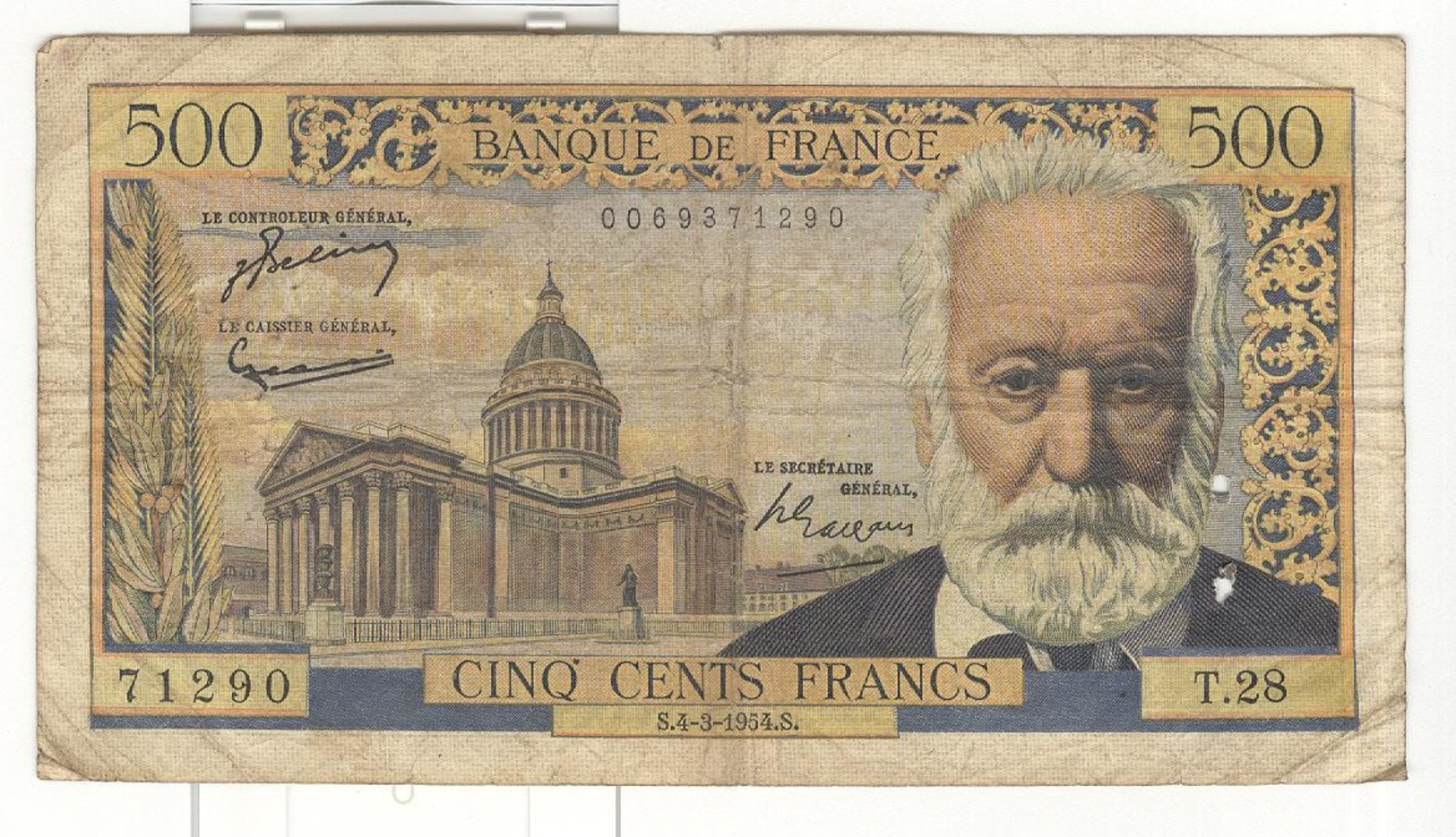 Billet 500 Francs Victor Hugo 4-3-54 S Bon état - 500 F 1954-1958 ''Victor Hugo''