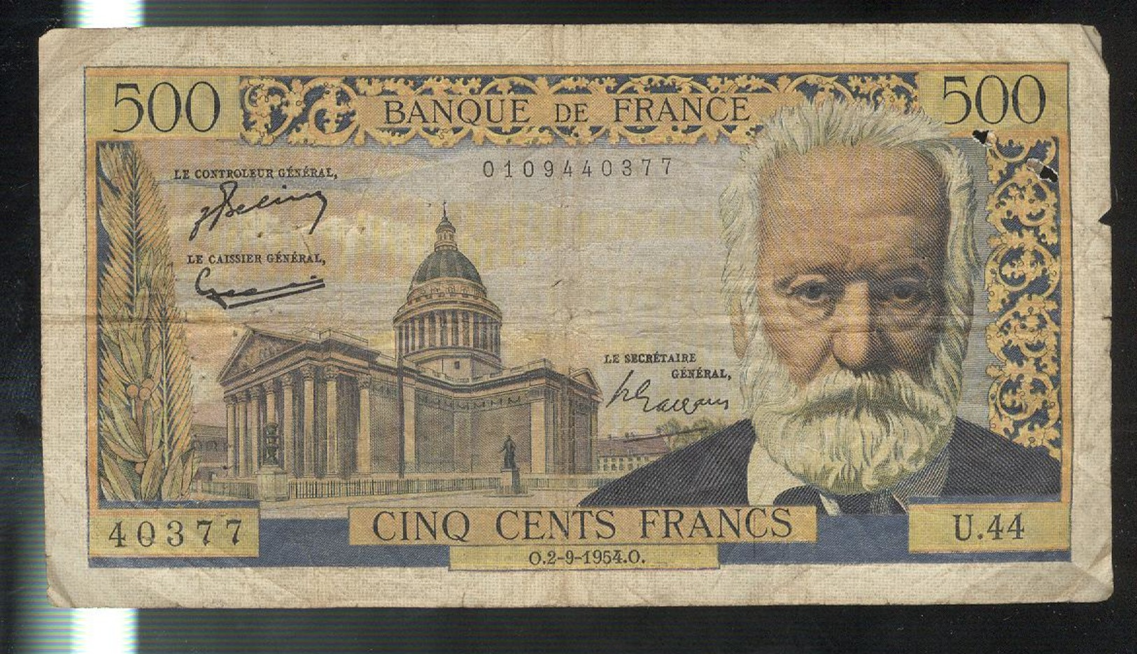 Billet 500 Francs Victor Hugo 2-9-54 O Bon état - 500 F 1954-1958 ''Victor Hugo''
