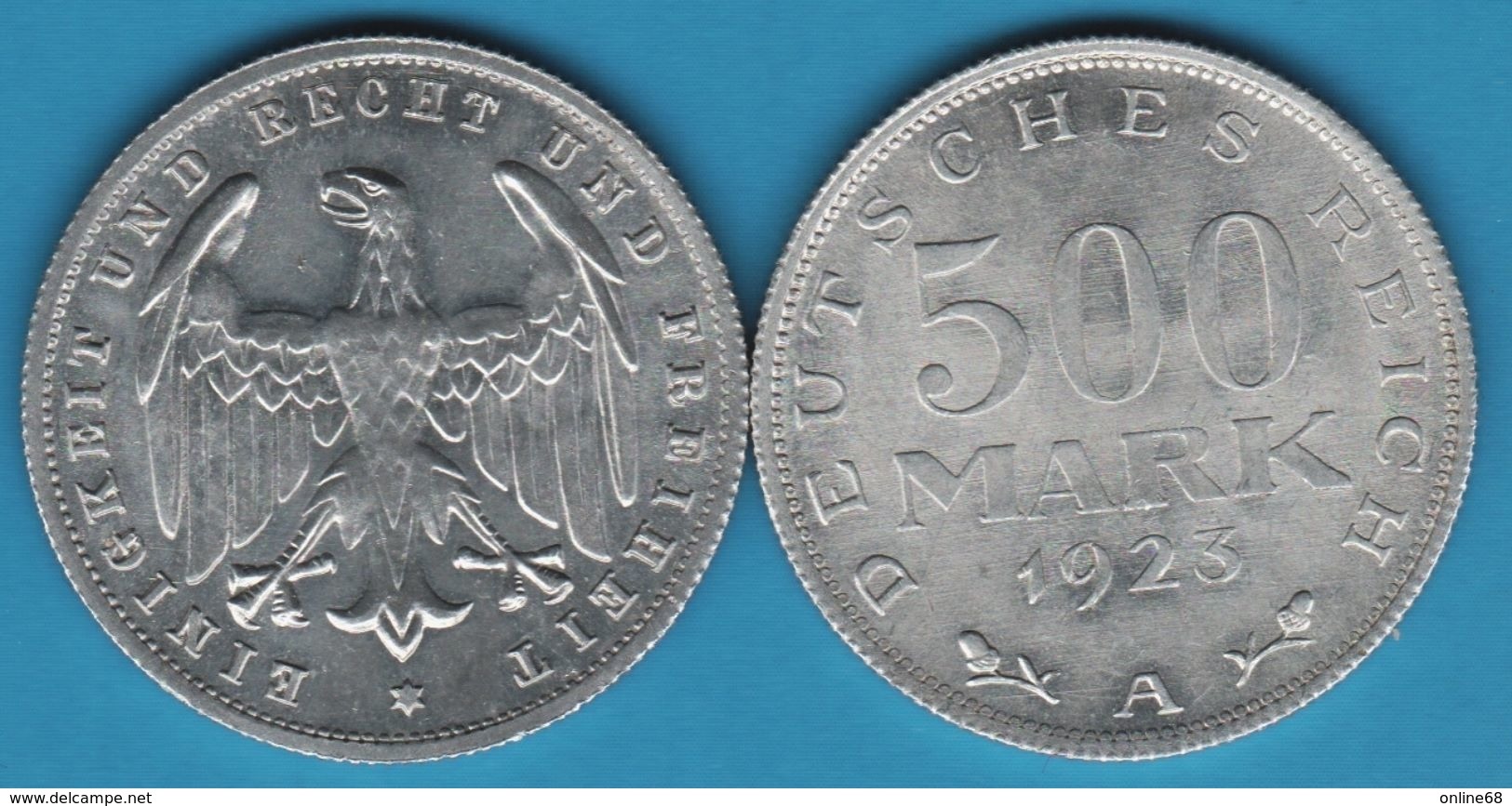 DEUTSCHES REICH 500 MARK 1923 A KM# 36 EINIGKEIT UND RECHT UND FREIHEIT - 200 & 500 Mark