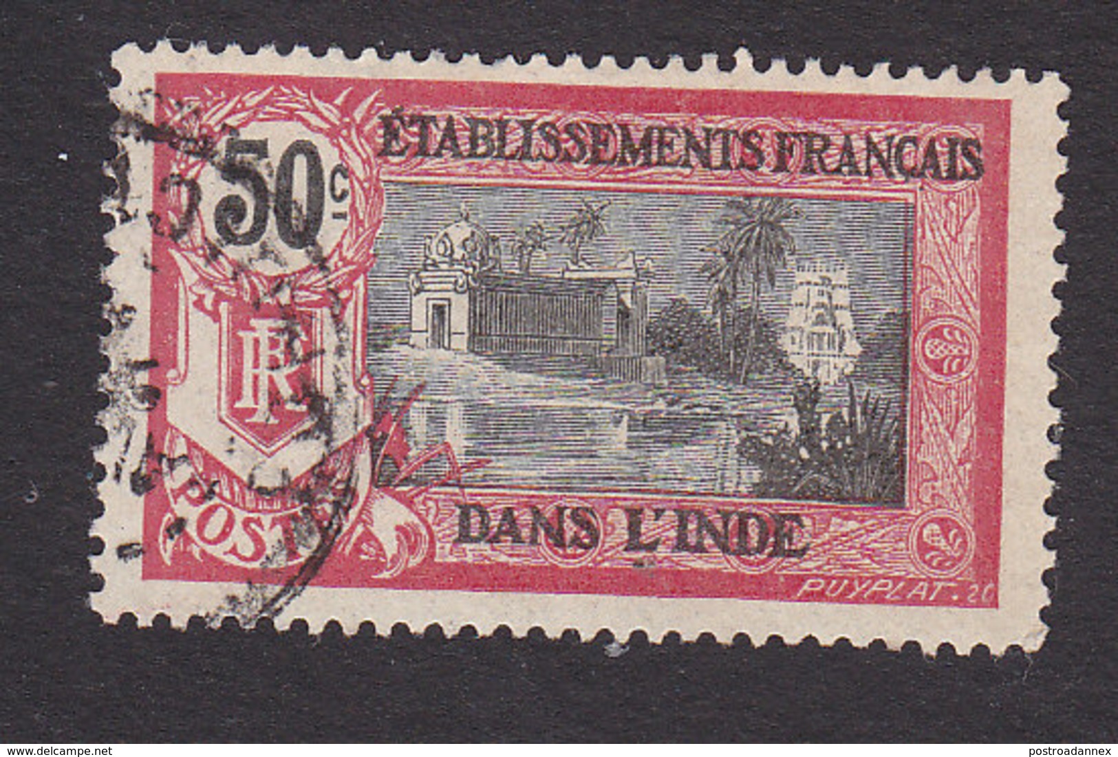 French India, Scott #43, Used, Kali Temple, Issued 1914 - Used Stamps