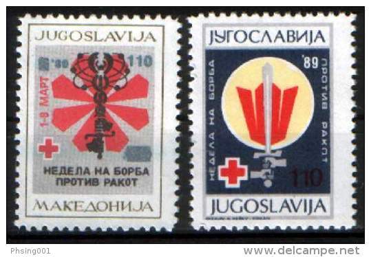 Yugoslavia 1989 Red Cross, Cancer, Set MNH - Timbres-taxe