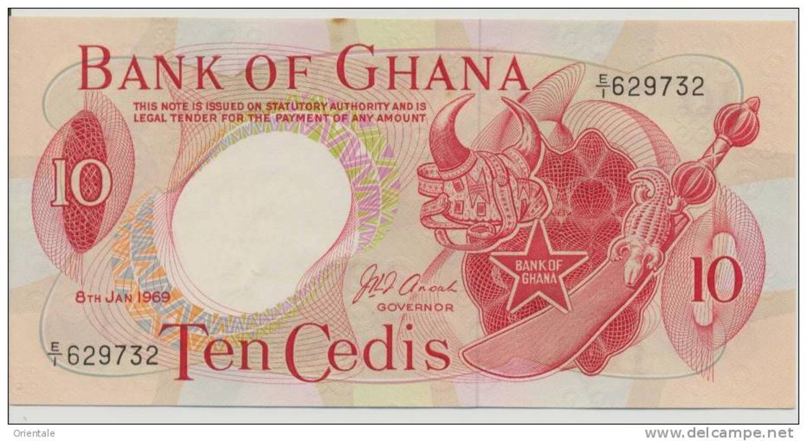 GHANA P. 12b 10 C 1969 AUNC - Ghana