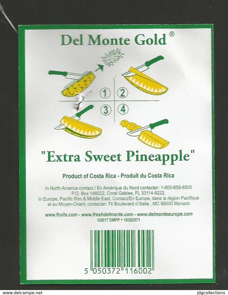 # PINEAPPLE DEL MONTE GOLD HAPPY HOLIDAYS Size 6 Type 2 Fruit Tag Balise Etiqueta Anhanger Ananas Pina Costa Rica - Fruits & Vegetables