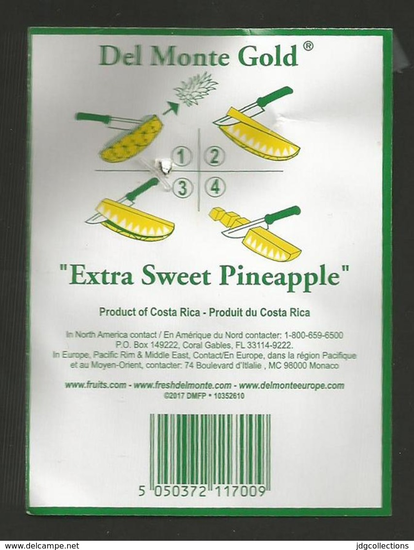 # PINEAPPLE DEL MONTE GOLD HAPPY HOLIDAYS Size 7 Fruit Tag Balise Etiqueta Anhanger Ananas Pina Costa Rica - Fruits & Vegetables