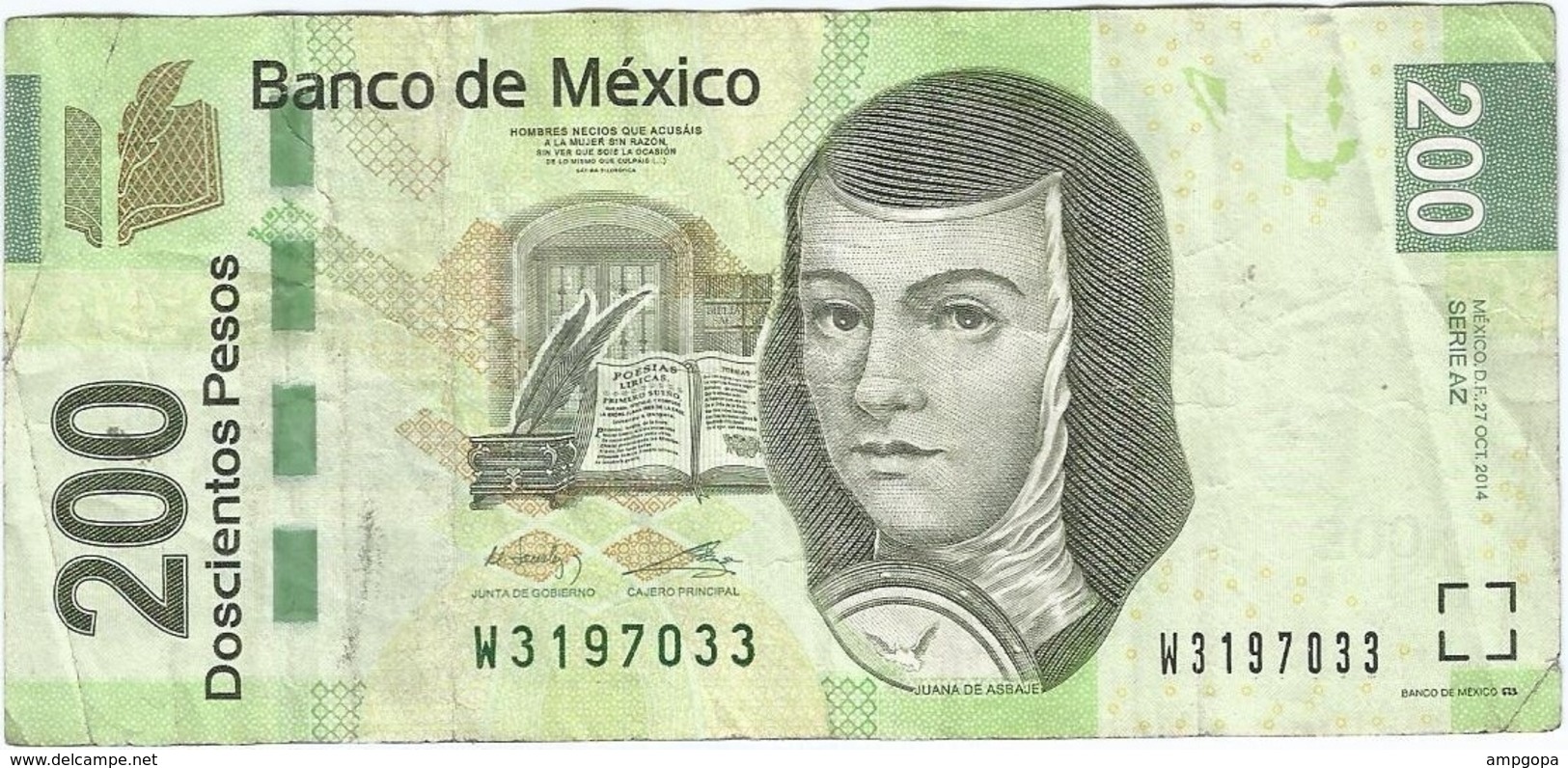 México 200 Pesos 27-10-2014 Pick 125.k AZ Ref 1880 - México
