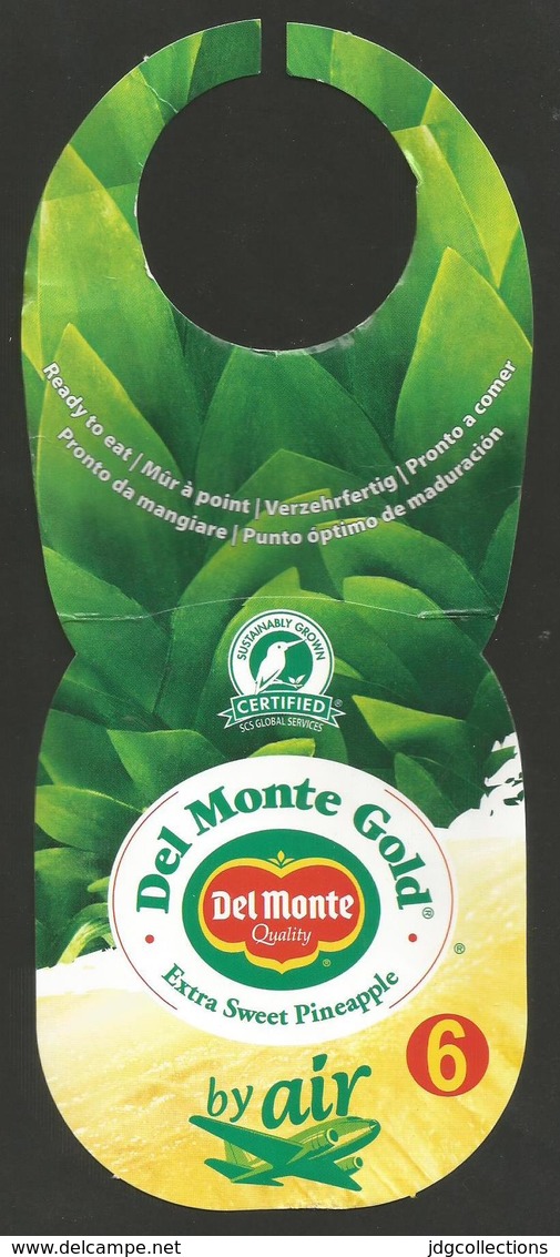 # PINEAPPLE DEL MONTE GOLD Size 6 BY AIR-LARGE Fruit Tag Balise Etiqueta Anhanger Ananas Pina Costa Rica Airplane Avion - Fruits & Vegetables