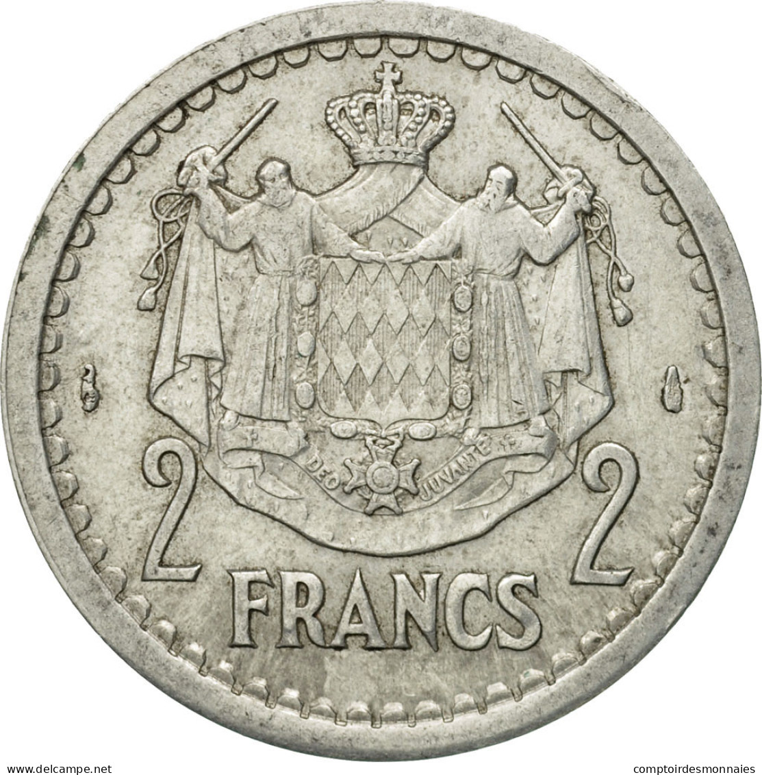 Monnaie, Monaco, Louis II, 2 Francs, Undated (1943), TTB, Aluminium, Gadoury:MC - 1922-1949 Louis II