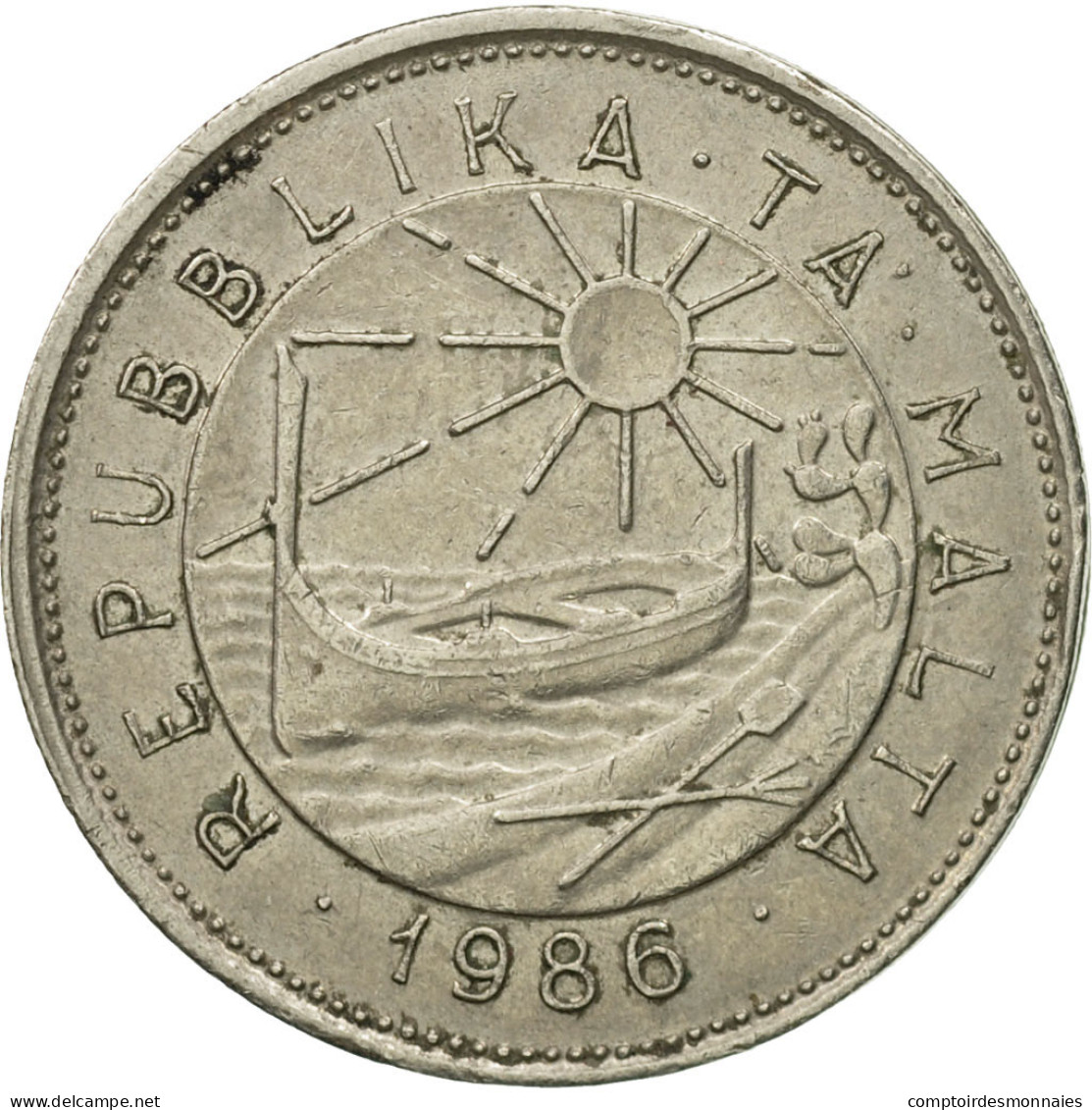 Monnaie, Malte, 25 Cents, 1986, TTB, Copper-nickel, KM:80 - Malta