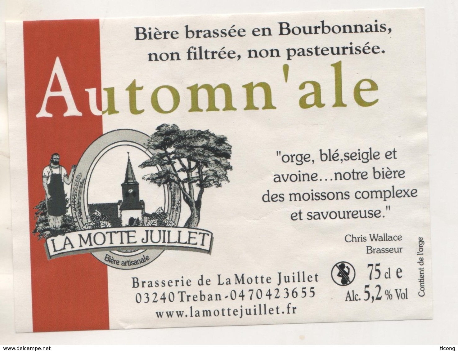 BIERE ETIQUETTE AUTOMN ALE - BRASSERIE DE LA MOTTE JUILLET A TREBAN ALLIER FRANCE - VOIR LE SCANNER - Bière