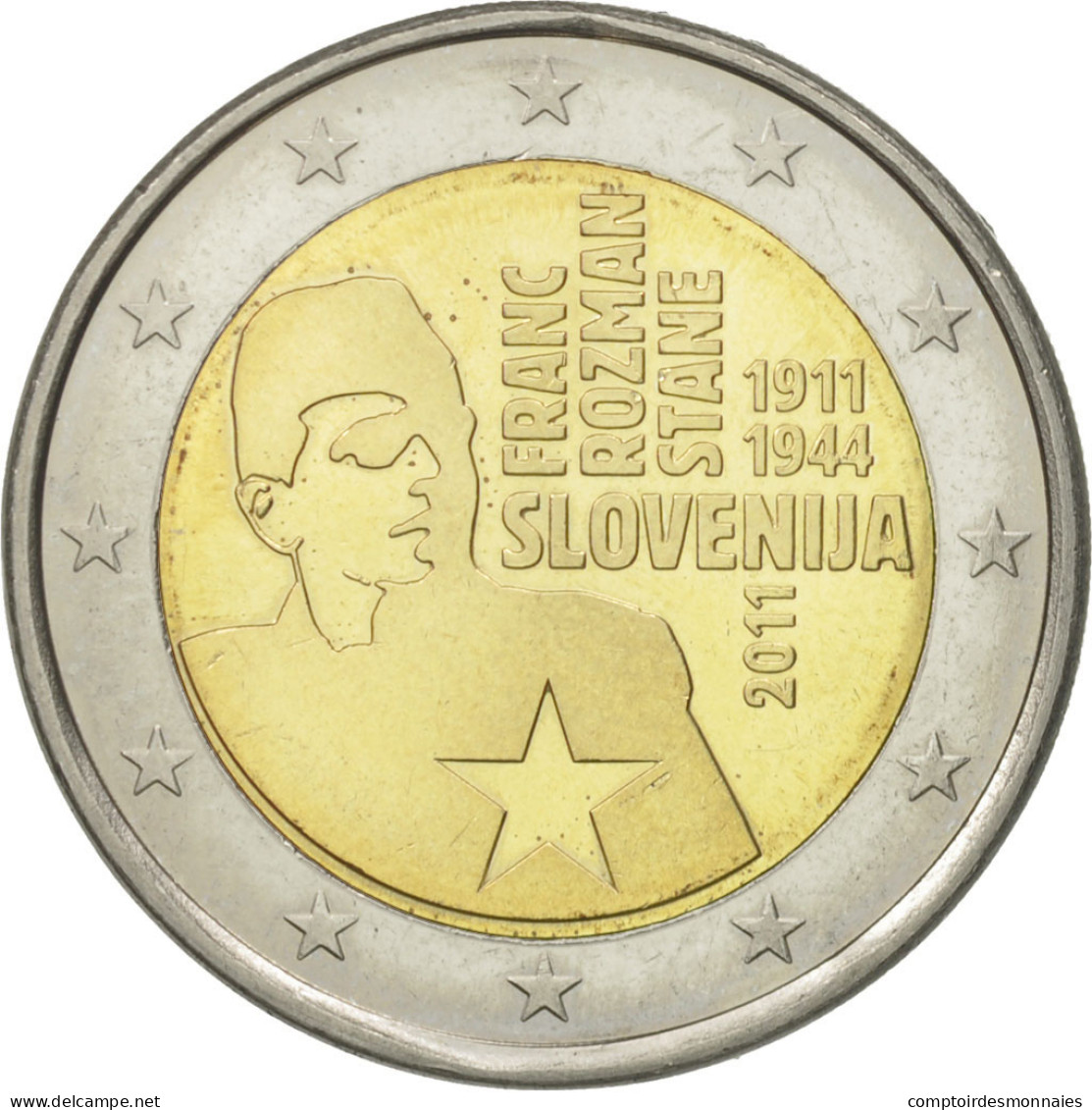 Slovénie, 2 Euro, Franc Razman, 100th Anniversary Of Birth, 2011, SUP+ - Slovenia