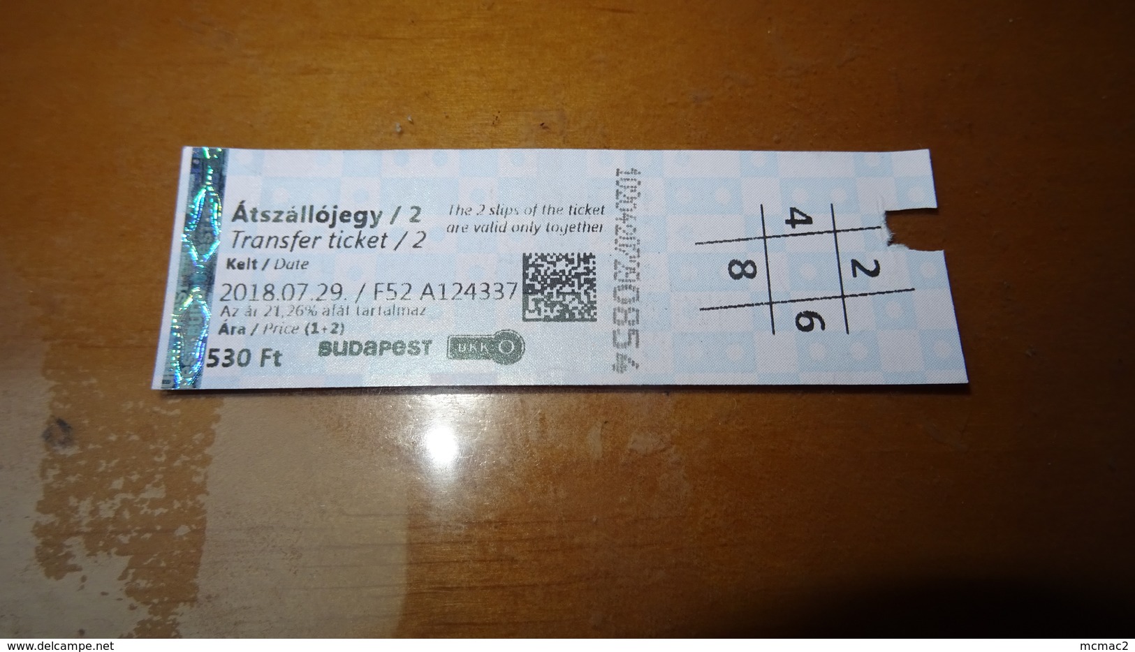 Metro Ticket From HUNGARY (Budapest) 530 Ft - U-bahn Fahrkarte Year 2018 - Autres & Non Classés