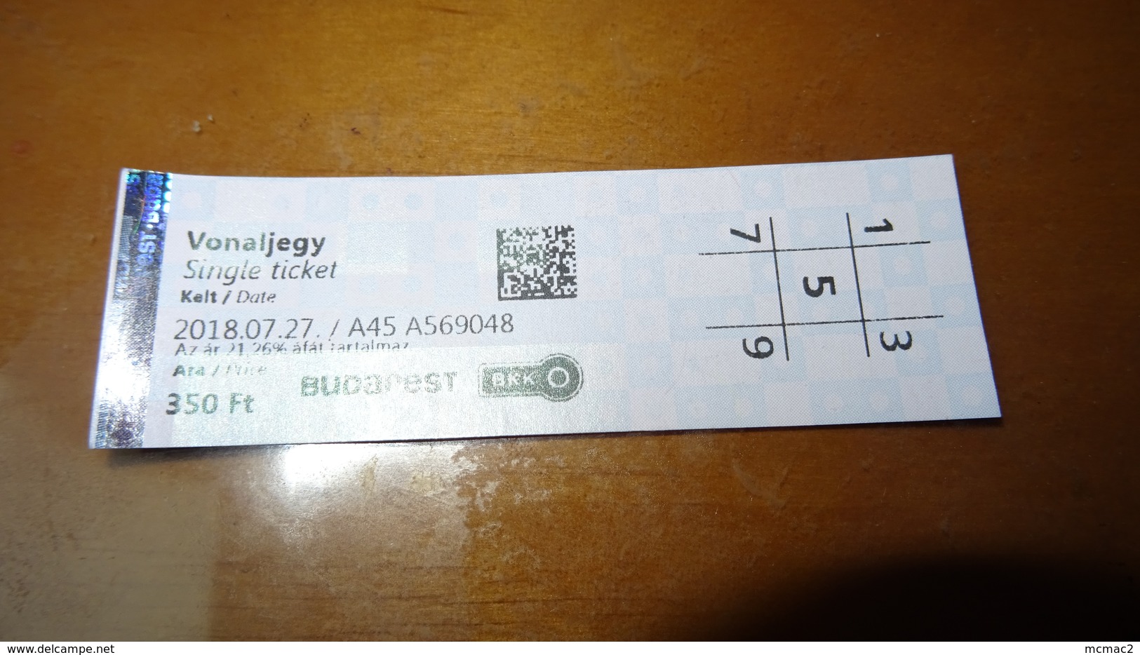 Metro Ticket From HUNGARY (Budapest) 350 Ft - U-bahn Fahrkarte Year 2018 - Autres & Non Classés