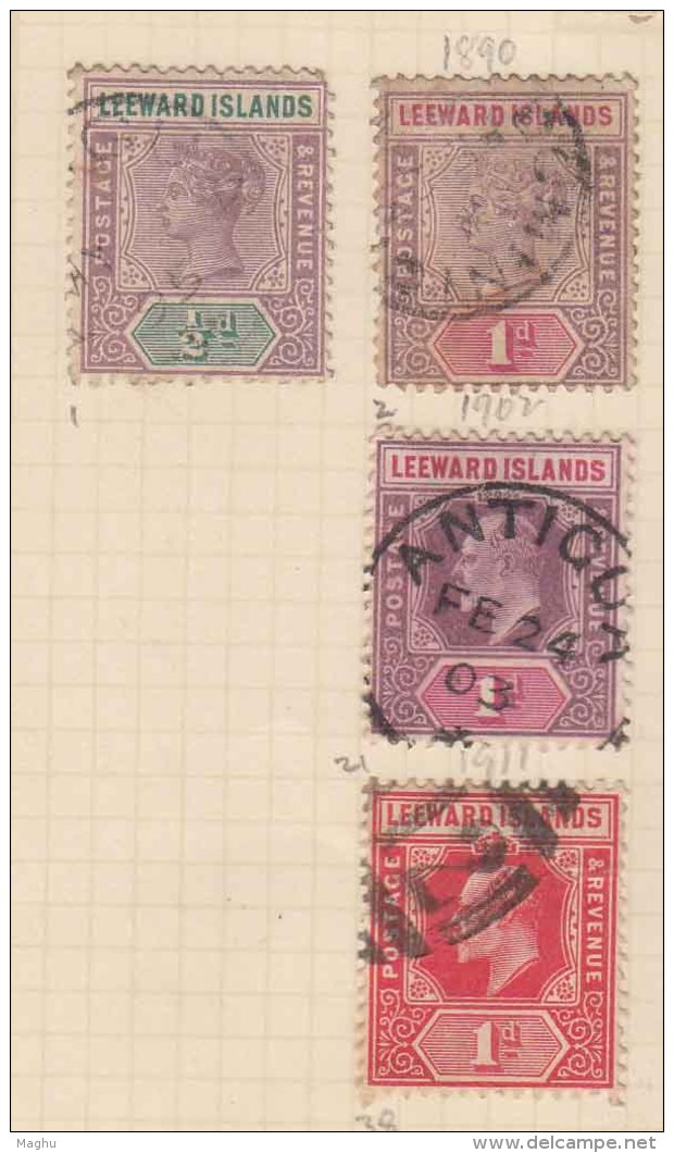 Leeward Islands Used 4 Diff, - Leeward  Islands