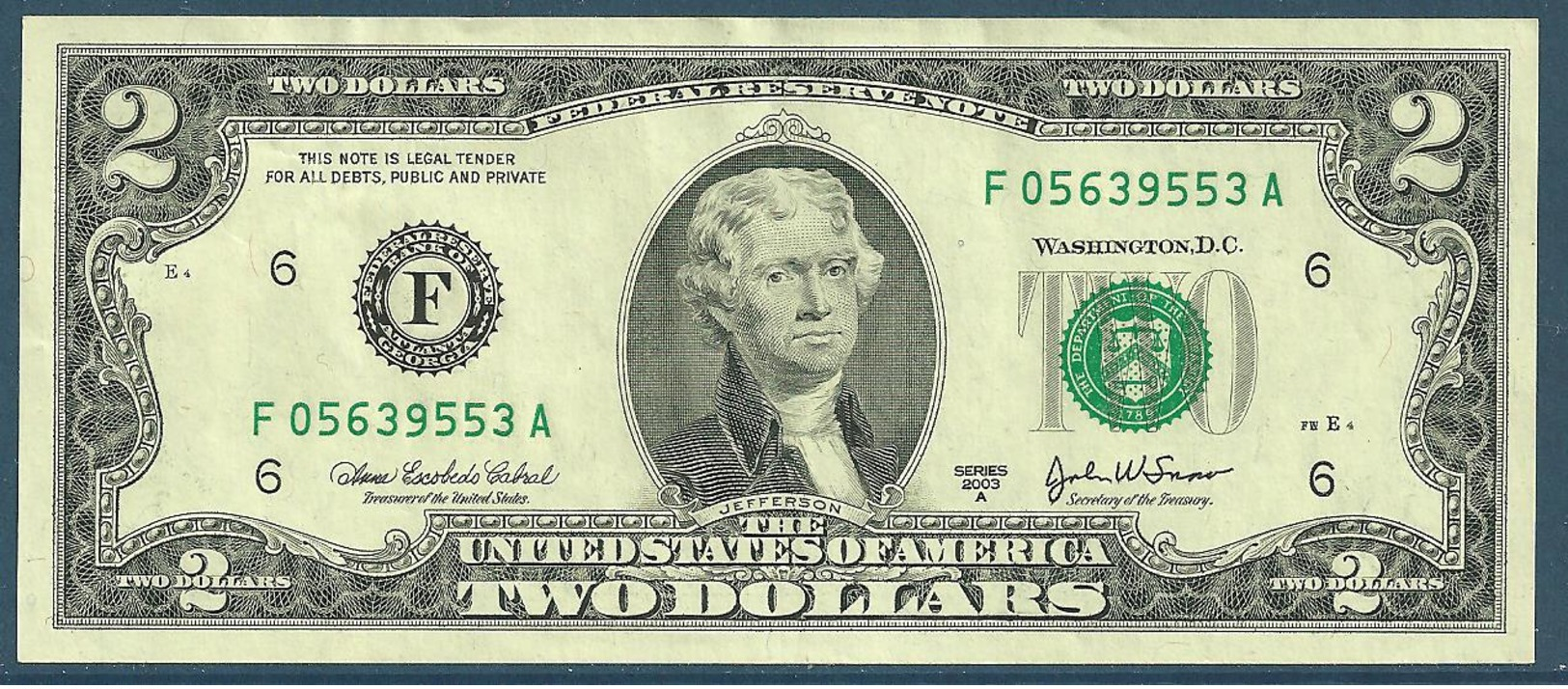 USA Billet 2 Dollars 2003 A - Otros & Sin Clasificación
