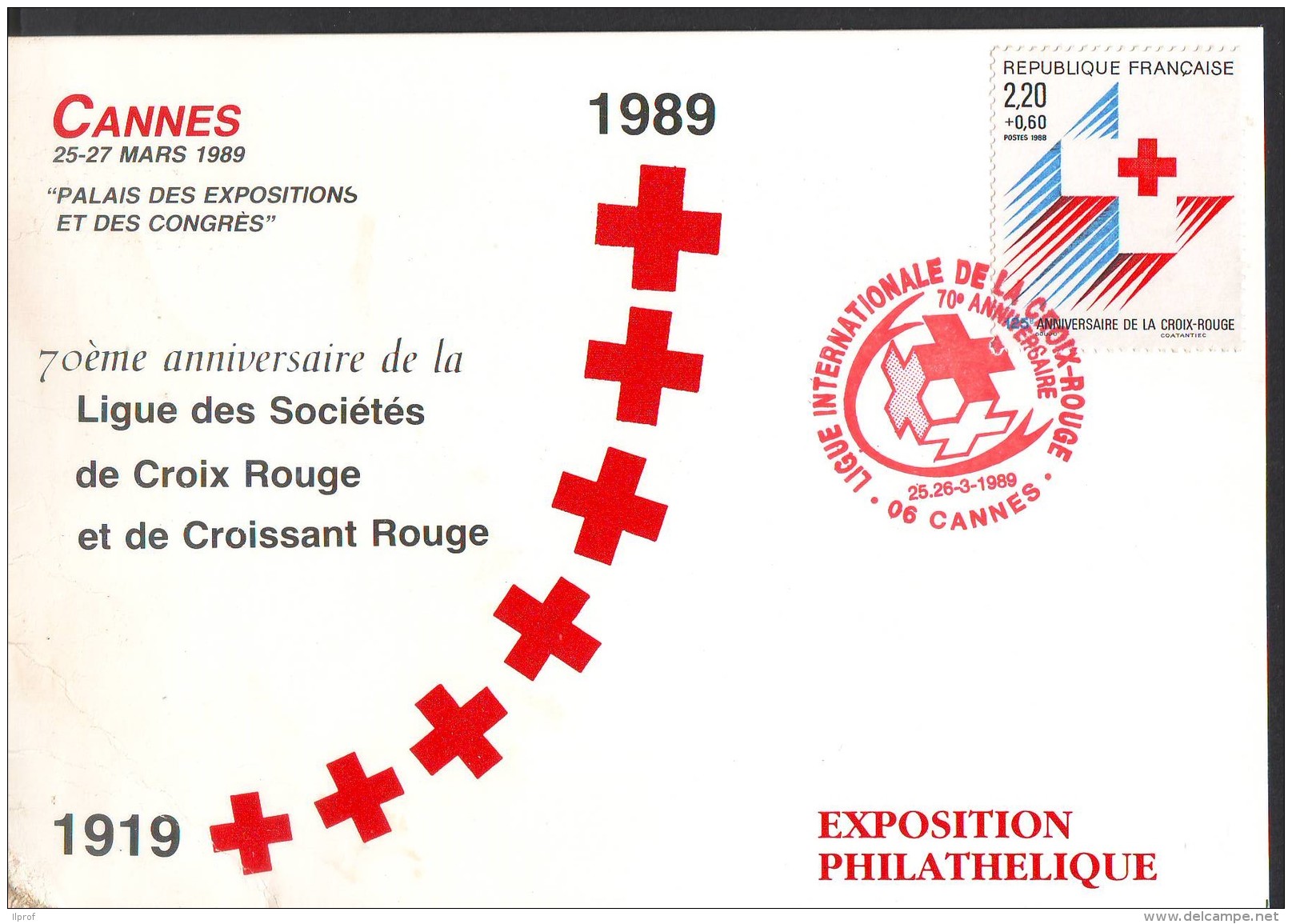 Croce Rossa -Red Cross - Croix Rouge, 70°  Cannes 1989 - Lettres & Documents